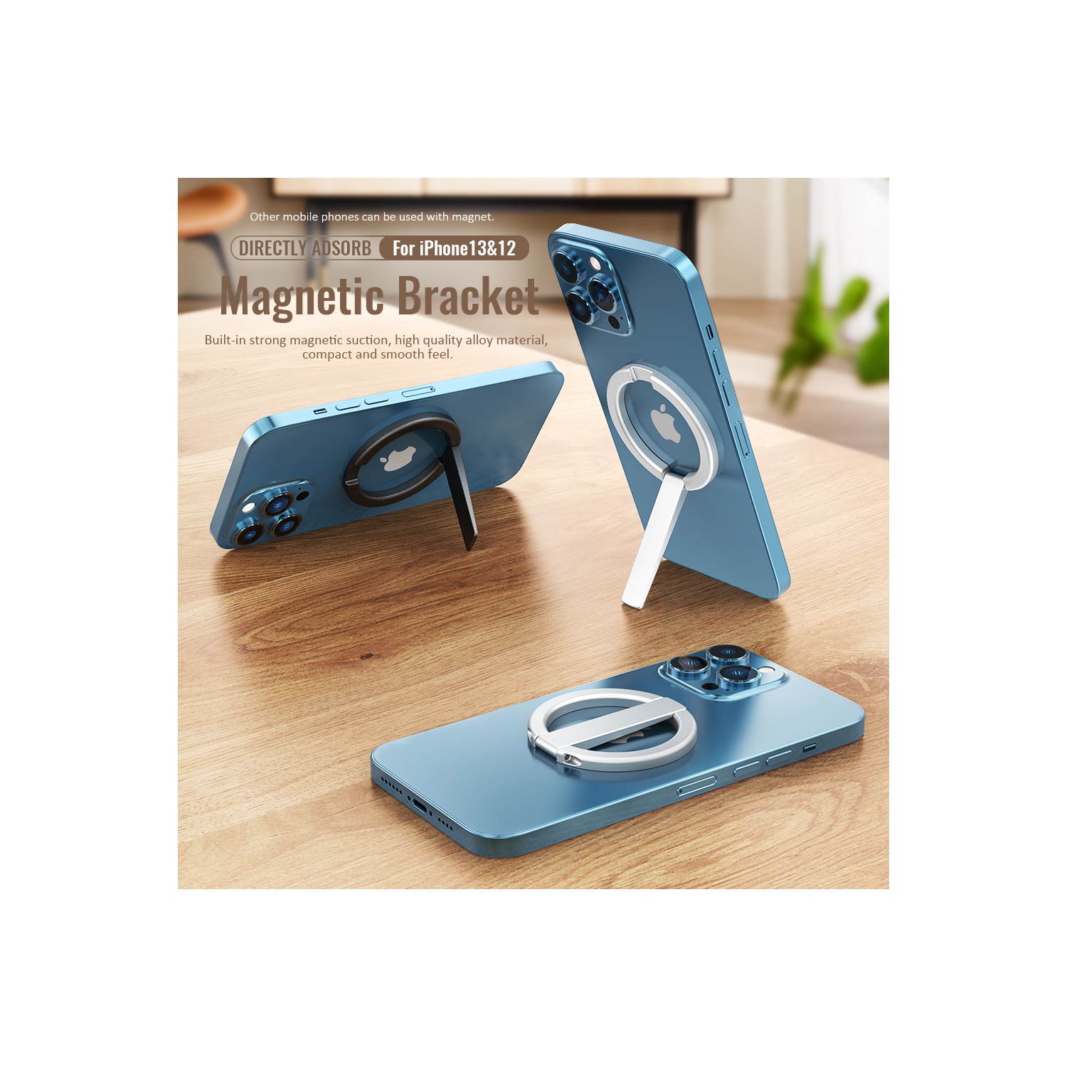 axGear Portable Magnetic Phone Stand Bracket Foldable Phone Holder(Black Only)