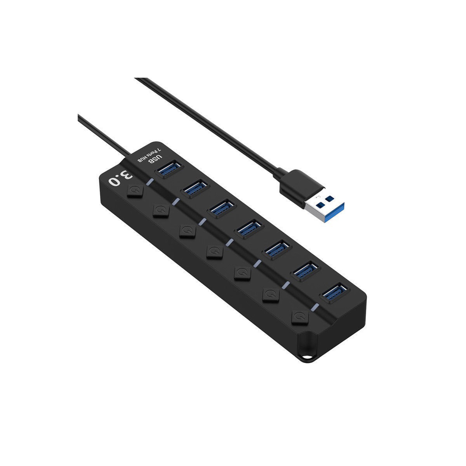 axGear Hub USB 3.0 5Gbps à 7 ports avec 7 commutateurs individuels et indication LED