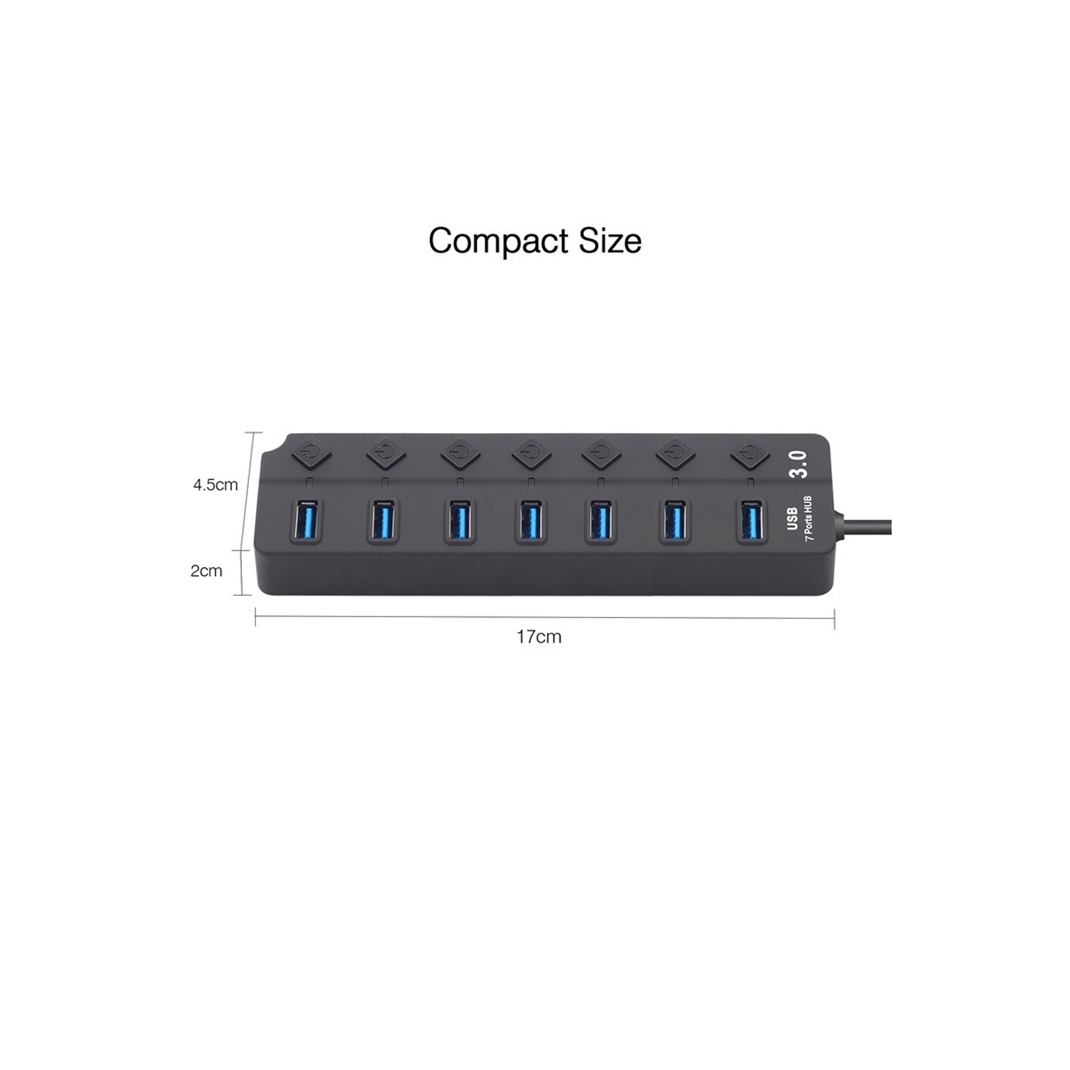 axGear Hub USB 3.0 5Gbps à 7 ports avec 7 commutateurs individuels et indication LED