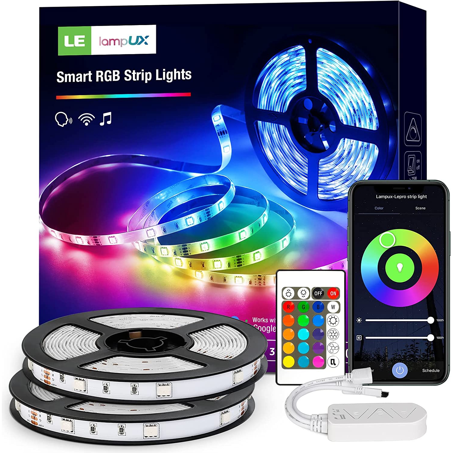 Lepro Smart LED Light Strip Works with Alexa, APP Control 32.8ft RGB Light  Strip Sync with Music