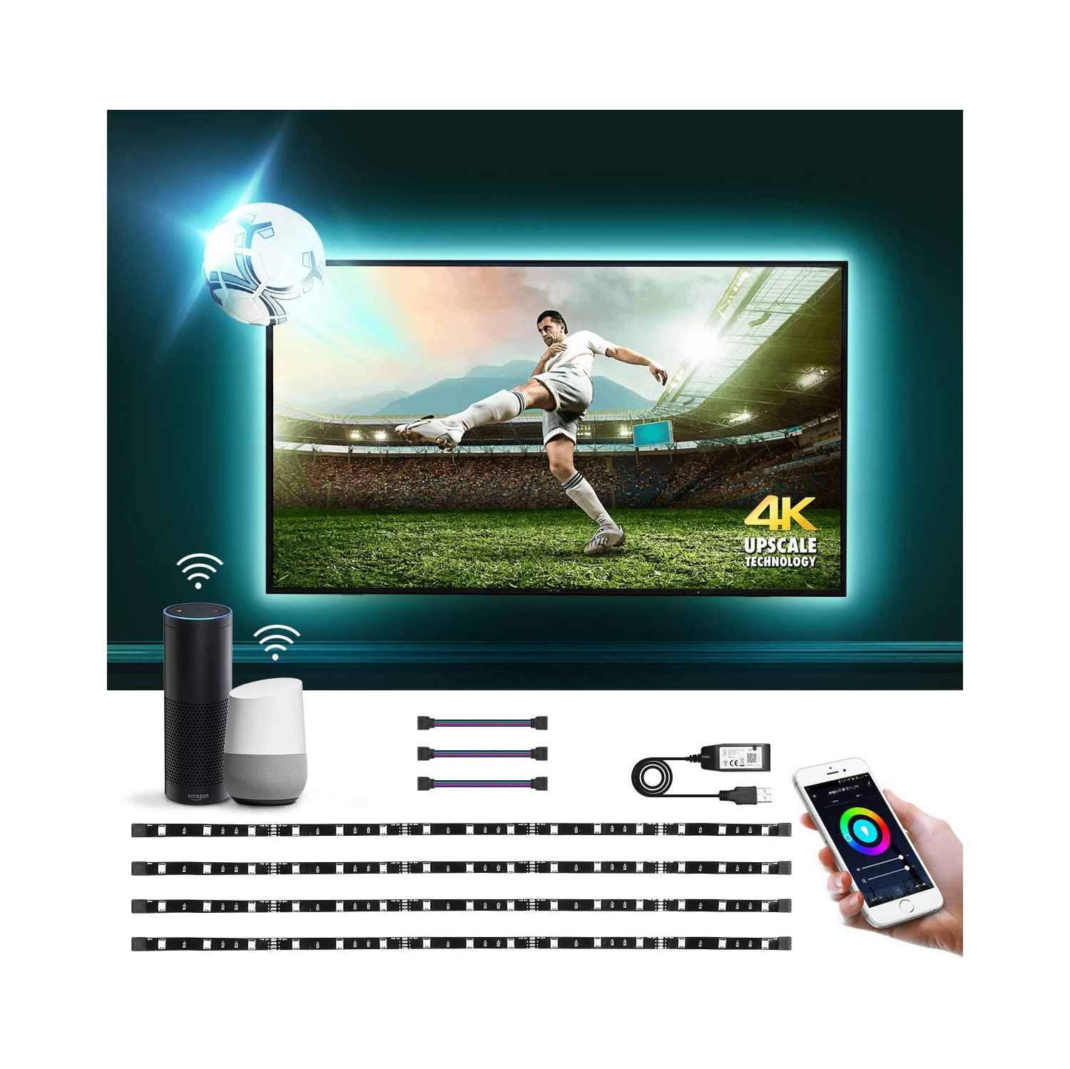 LE Smart Wifi TV Backlight Works with Alexa, 6.56ft RGB Dimmable TV LED Light Works with Alexa, Google Assistant, APP Remote Control, Voice Control