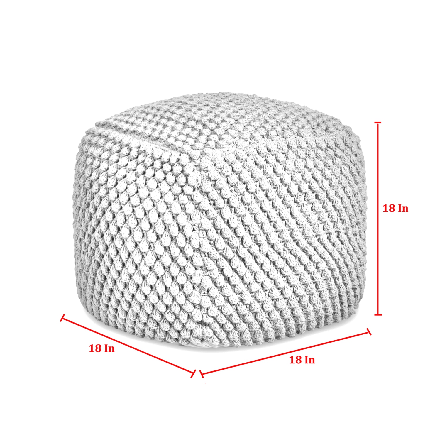 Loft Lyfe Swara Cotton Yarn Pouf, Ivory