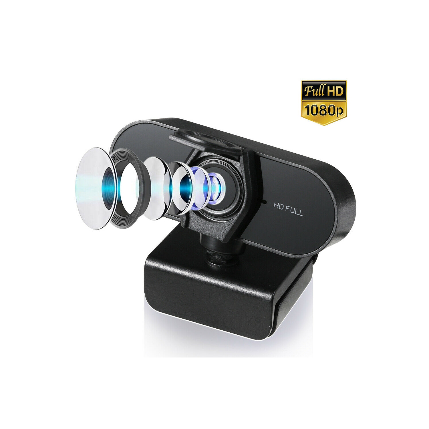 1080P HD Streaming USB Webcam with Microphone & Rotatable Clip for PC,MAC,Laptop