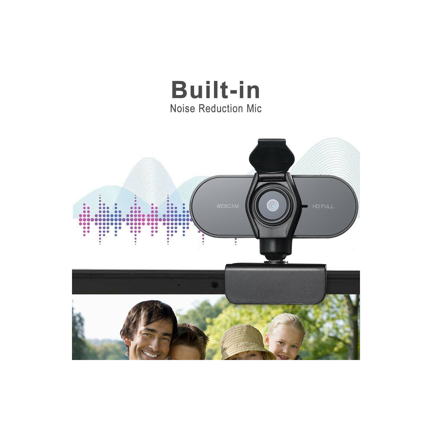 1080P HD Streaming USB Webcam with Microphone & Rotatable Clip for PC,MAC,Laptop
