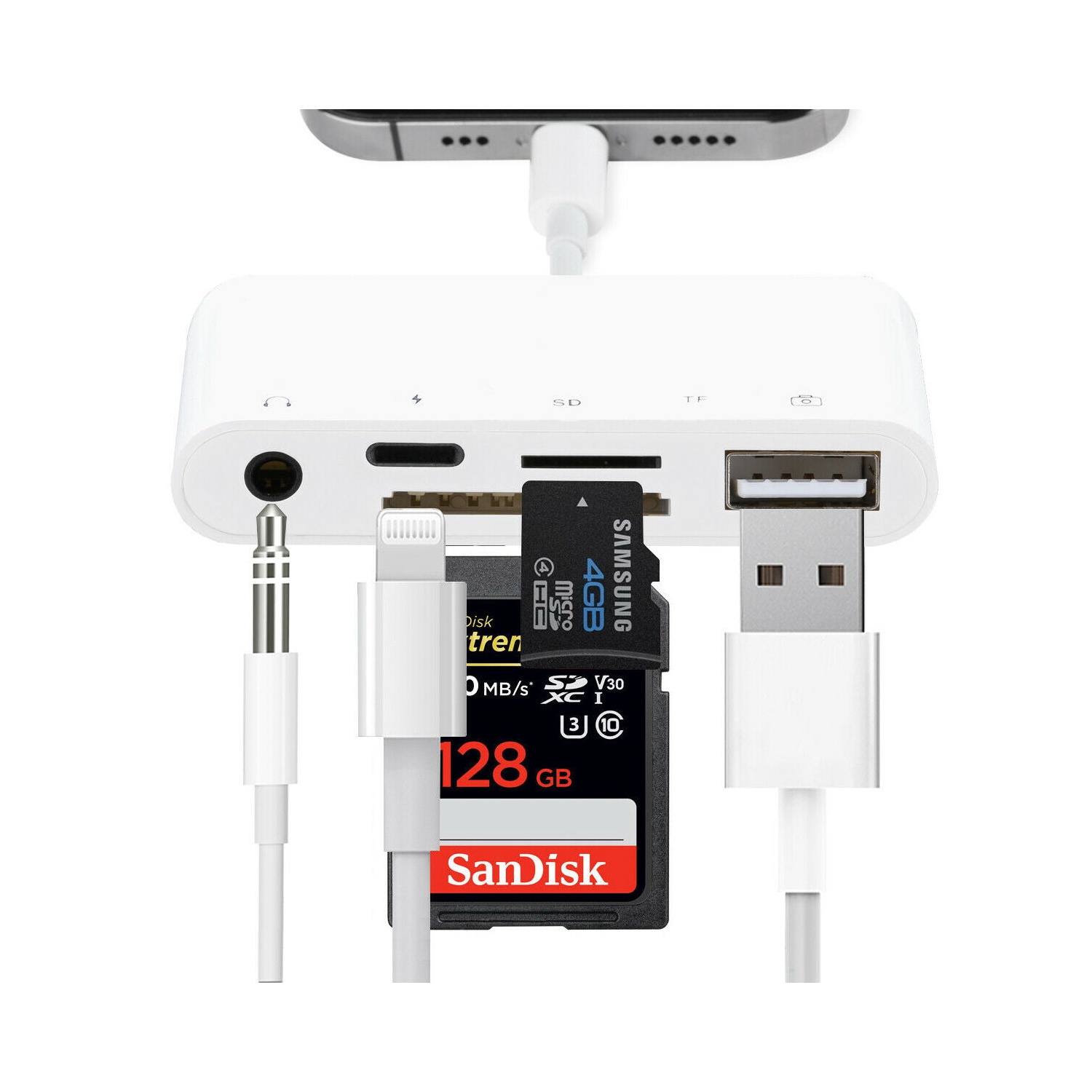 5 in 1 8-Pin to TF SD Card Reader Camera USB OTG Adapter For iPhone iPad iPod CA