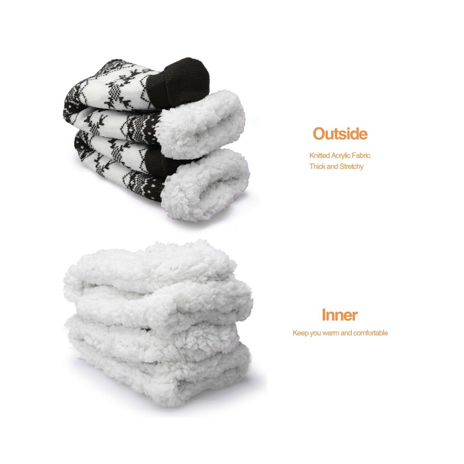 Unisex Winter Warm Thick Fleece Lining Thermal Socks Fuzzy Soft for Christmas CA