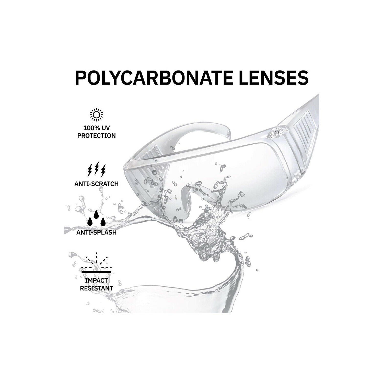 Lunettes de sécurité avec verres transparents antibuée, résistants aux égratignures, à protection UV, à OTG