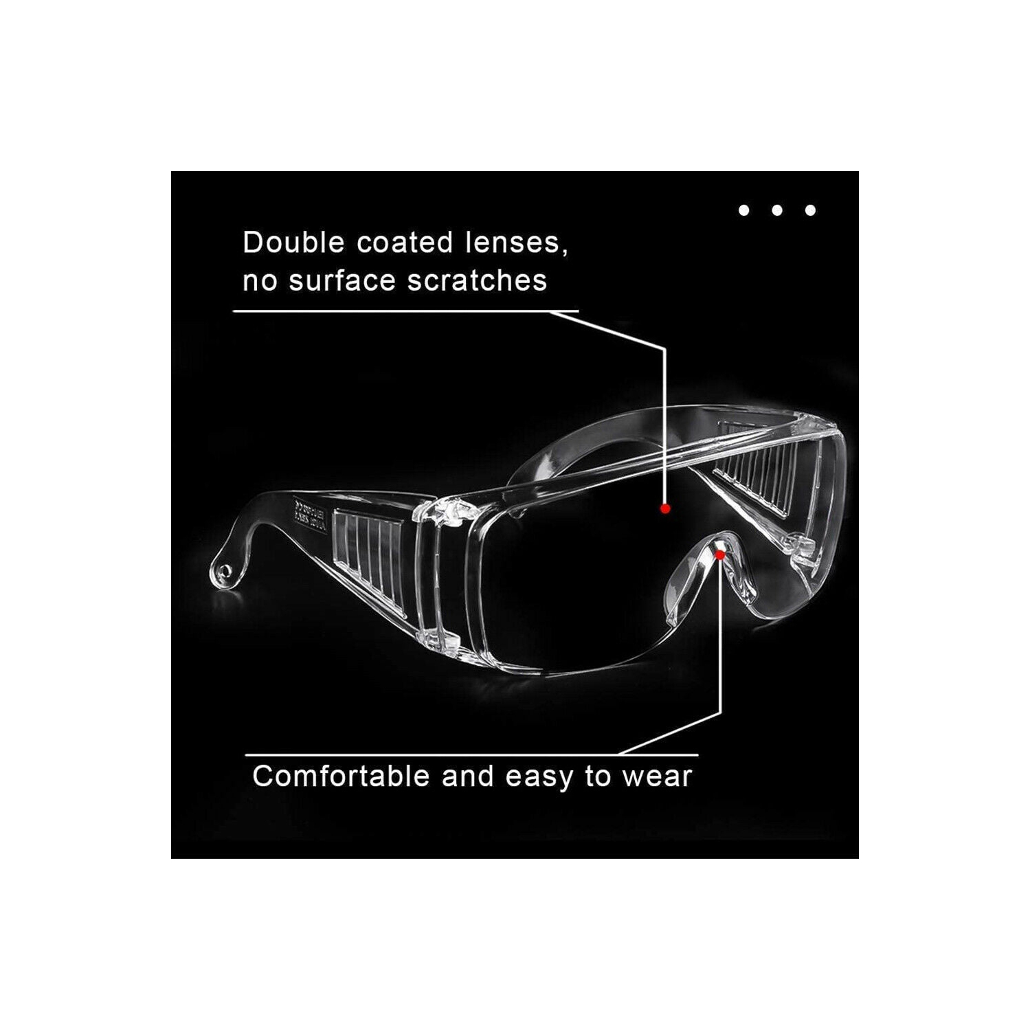 Lunettes de sécurité avec verres transparents antibuée, résistants aux égratignures, à protection UV, à OTG