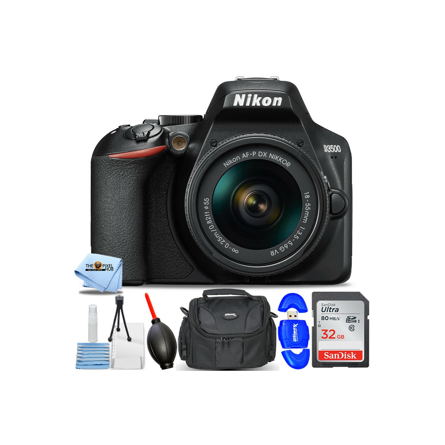 Nikon D3500 DSLR Camera with 18-55mm VR Lens 1590 - 7PC Accessory Bundle