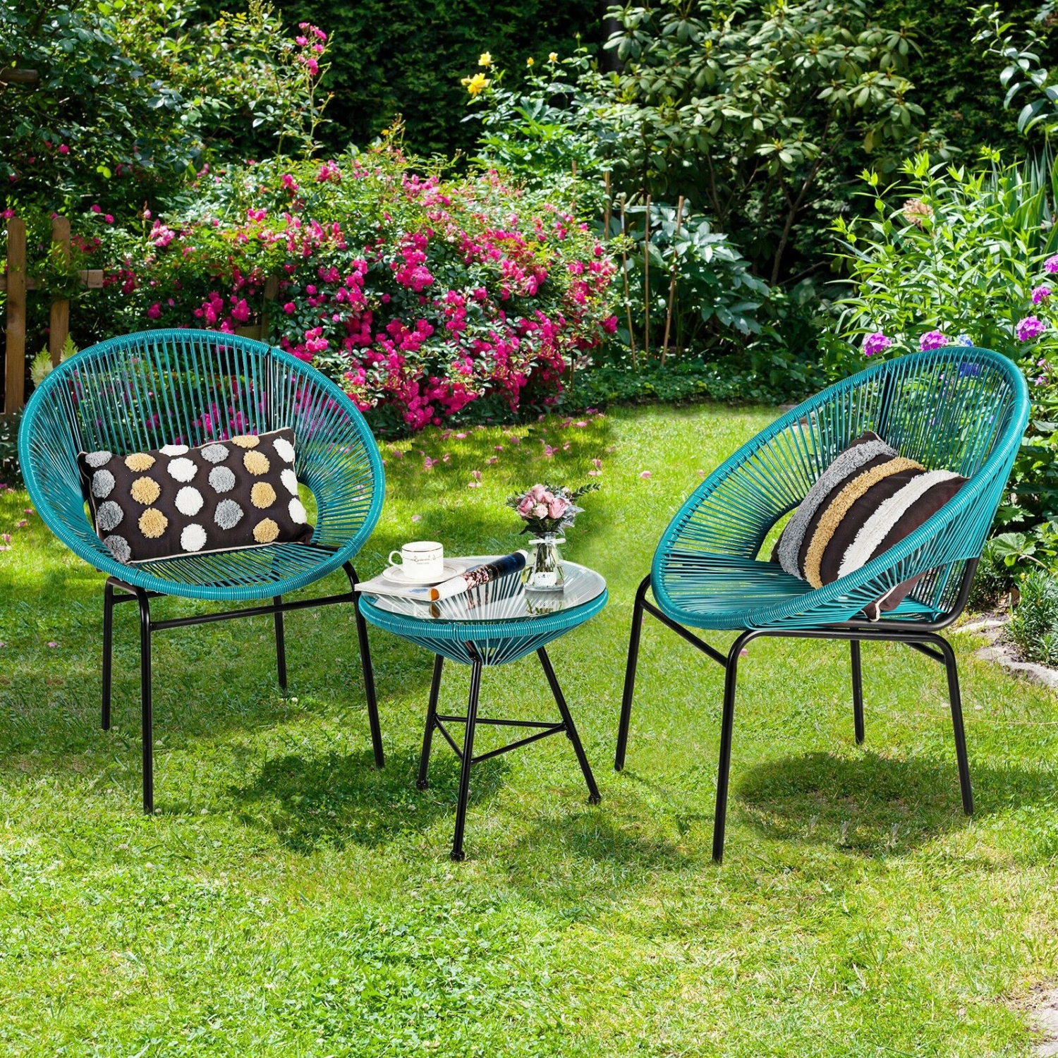 3-Piece Acapulco Furniture Set for Patio - Stylish Bistro Set with Glass Table