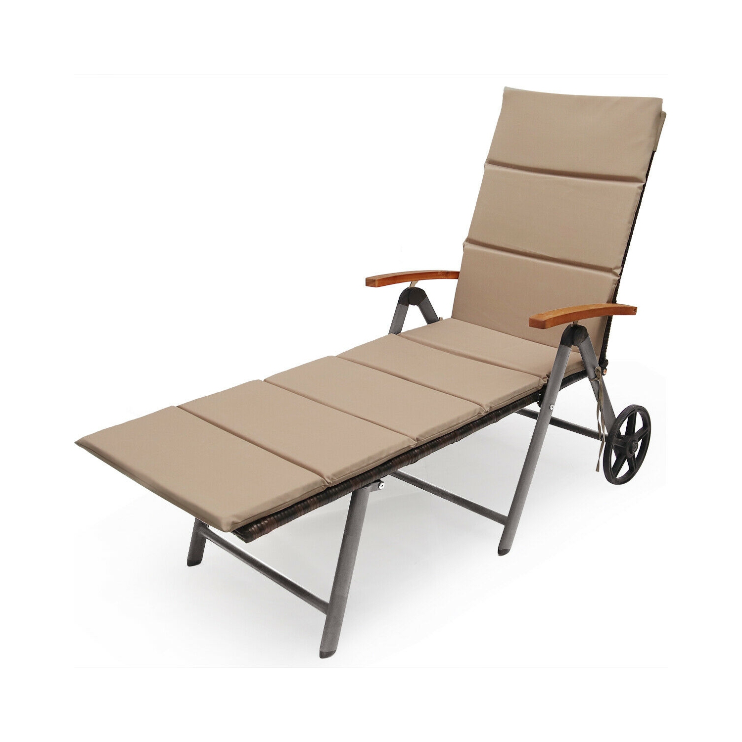 Outdoor Chaise Lounge Chair Rattan Lounger Recliner Chair