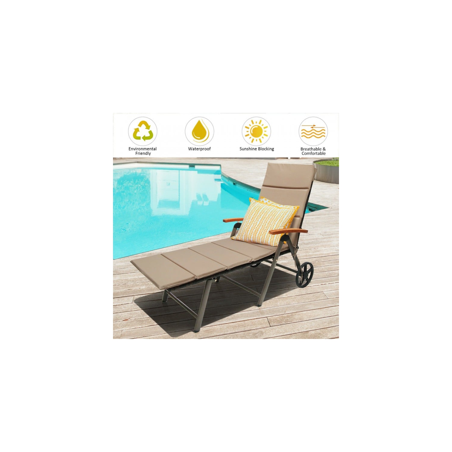 Outdoor Chaise Lounge Chair Rattan Lounger Recliner Chair