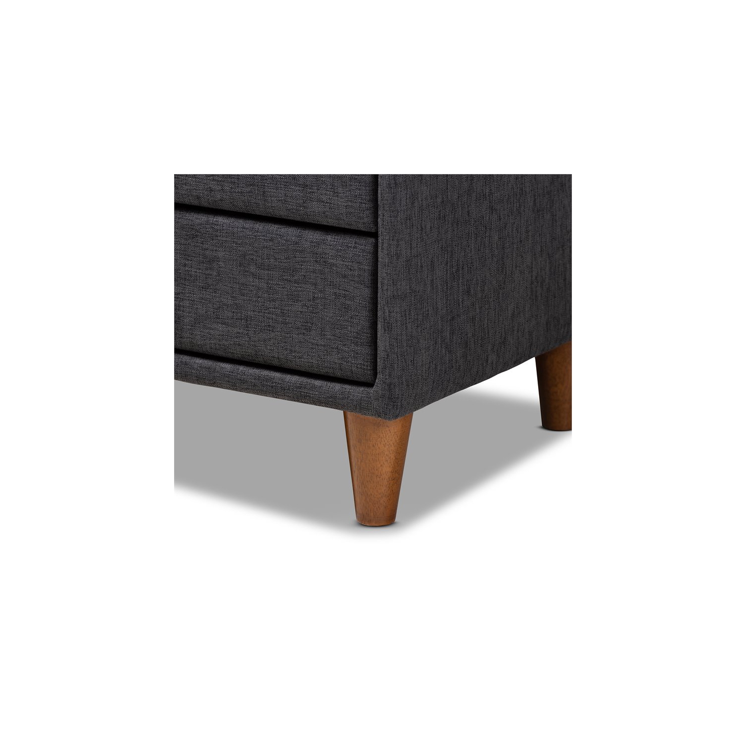 Baxton Studio Claverie 2-Drawer Fabric and Wood Nightstand in Charcoal Gray