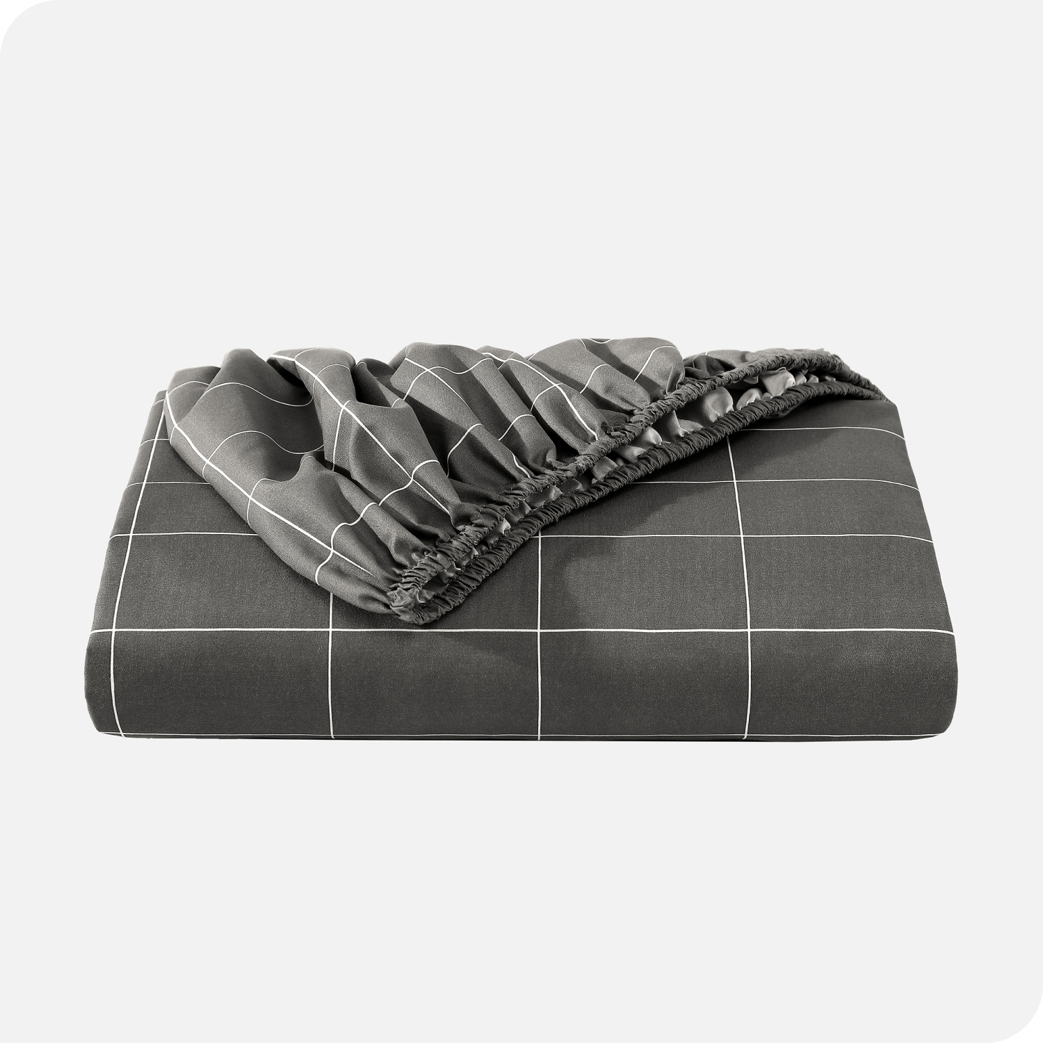 Drap-housse de base de Bare Home - microfibre ultradouce 1800-hypoallergènes-Pochette profonde-simple, grille-Gris-Blanc