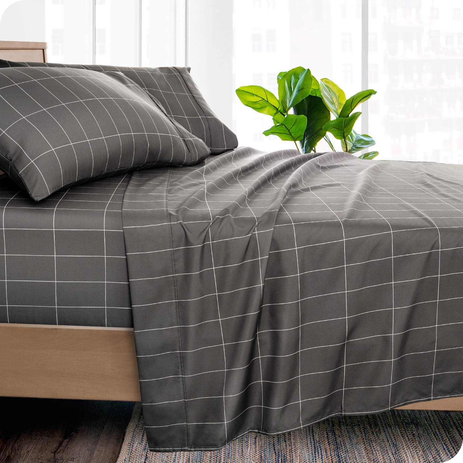 Drap plat microfibre ultradouce 1800 po Bare Home - double brossé, hypoallergénique, résistant aux plis, facile d’entretien