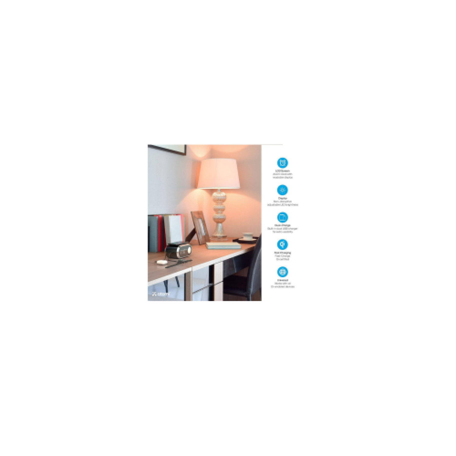 Réveille-matin Qi d’Atomi – réveil à recharge sans fil