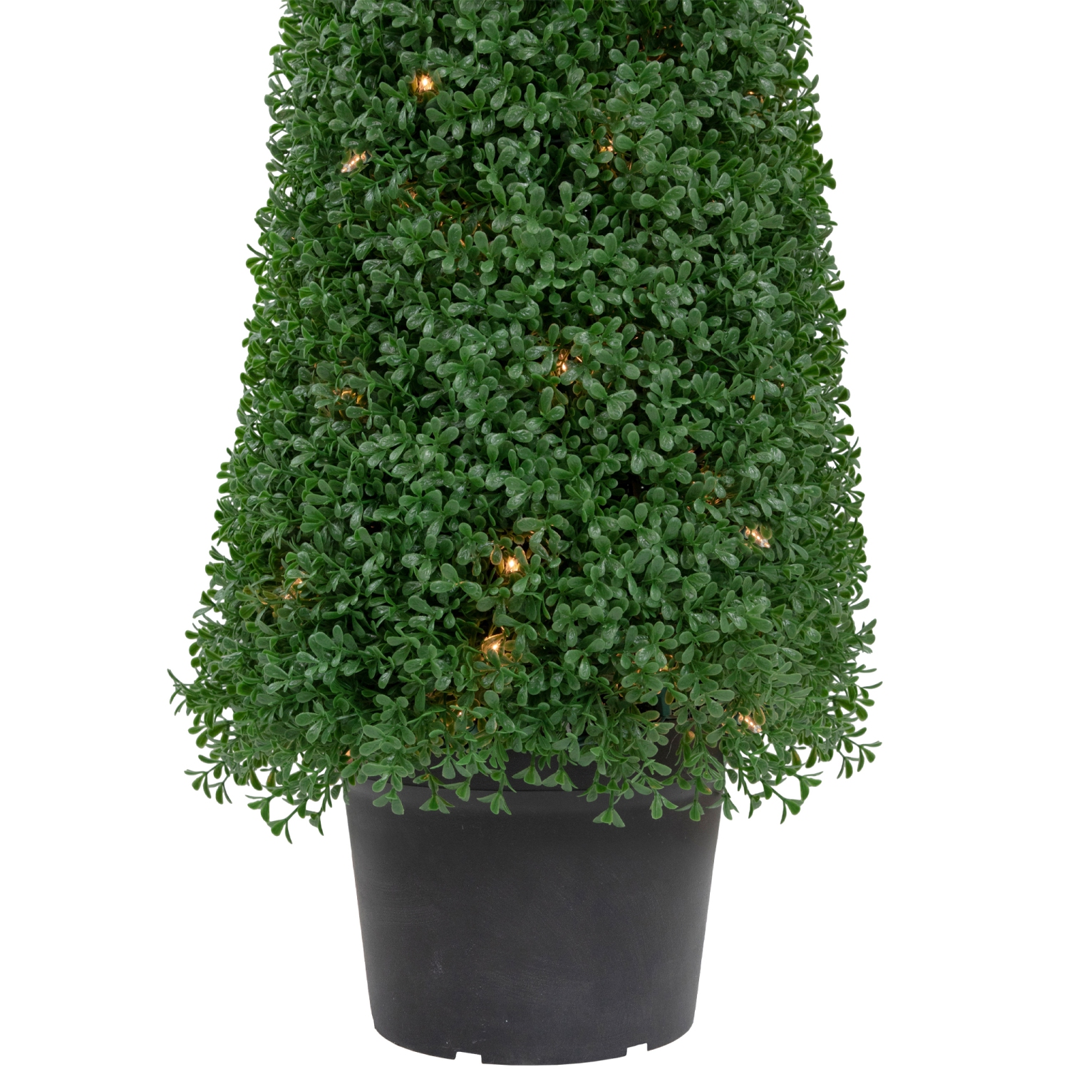 Pre-Lit Artificial Boxwood Cone Topiary Tree in Round Pot - 4' - Clear Lights