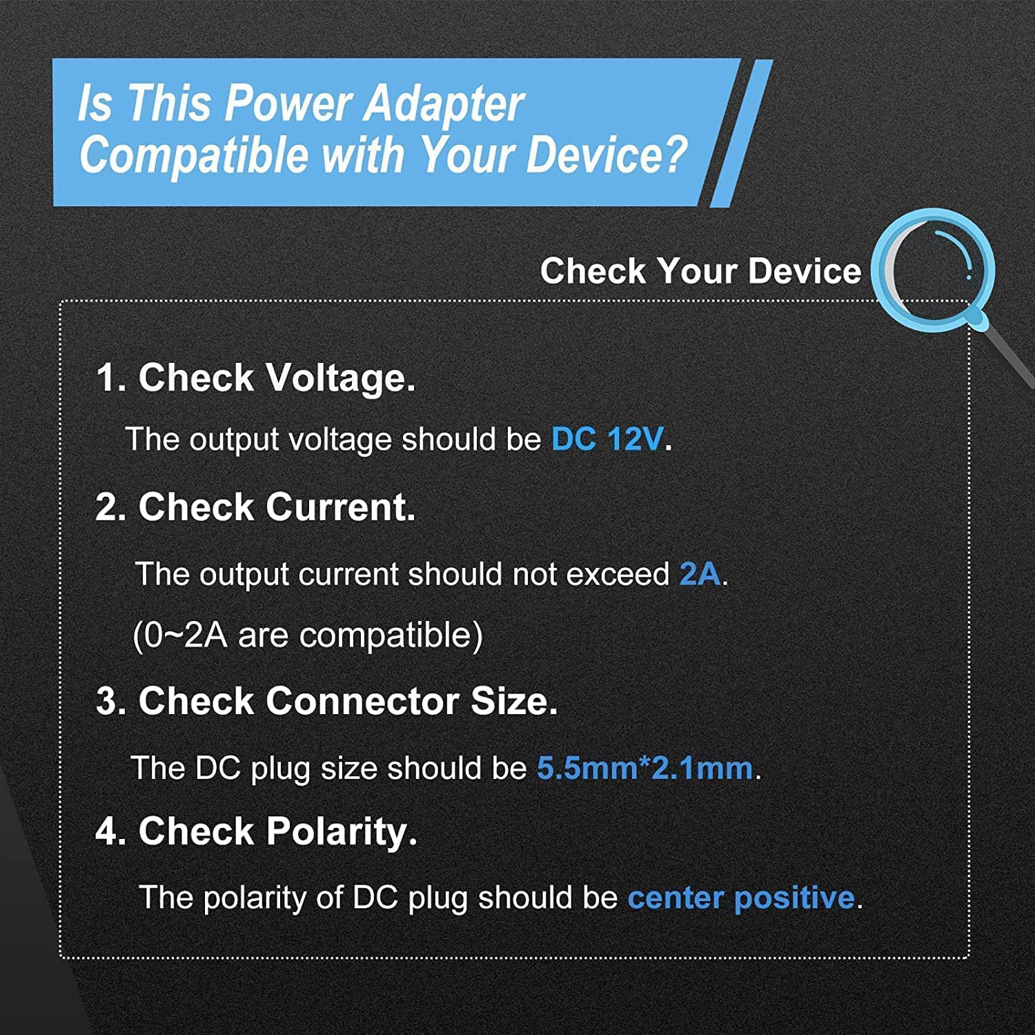 2 Pack DC 12V 2A 2000MA Power Adapter, 100~240V AC to DC 12 Volt 2 Amp Converter with 5.5 x 2.1mm Plug for LED Strip Light CCTV Security Camera BT