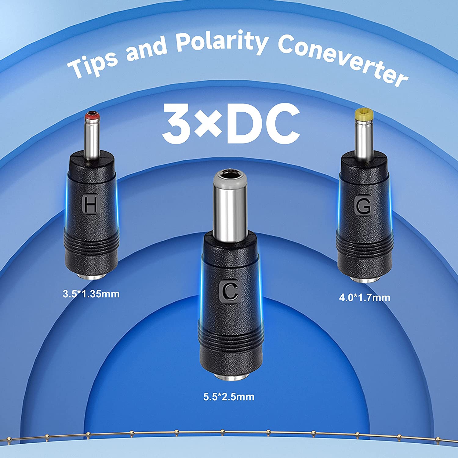 12V 1A/1000mA 10ft Long Power Supply Adapter, 12W Adaptor AC to DC Adapter Cord with 3 Tips for LED Strip Lights, Keyboard, BT Speaker, Router,