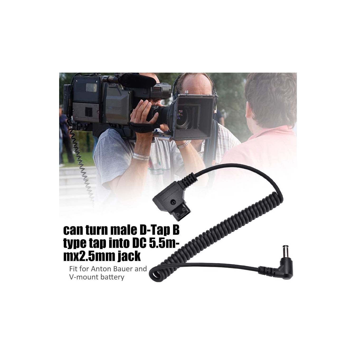 Câble adaptateur D-Tap de type B mâle à angle droit c.c. de 5,5 x 2,5 mm Câble adaptateur pour batterie à monture V d’Anton