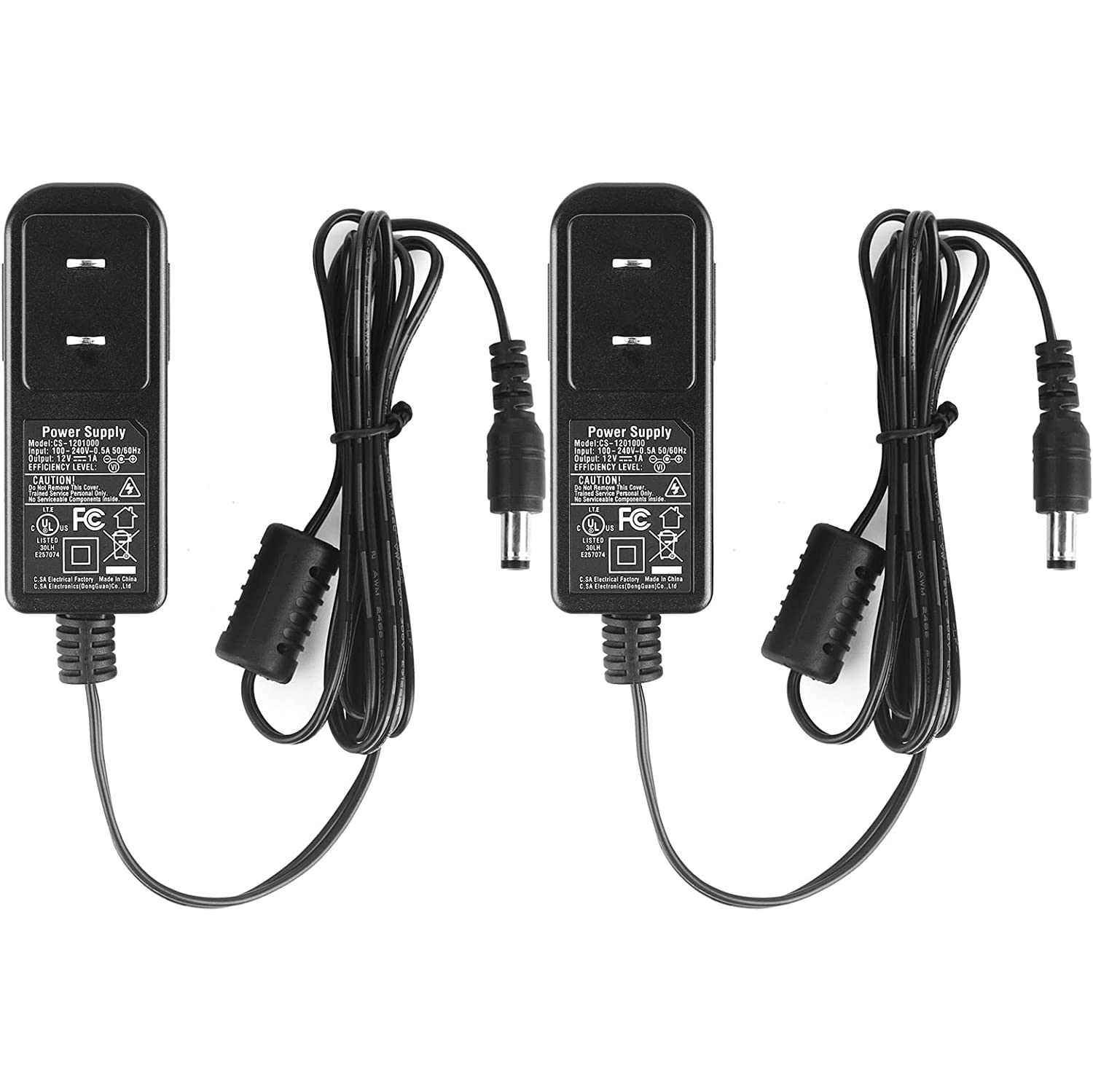 2-Packs AC to DC 12V 1A 12W Power Supply Adapter 5.5mm x 2.1mm UL cUL FCC