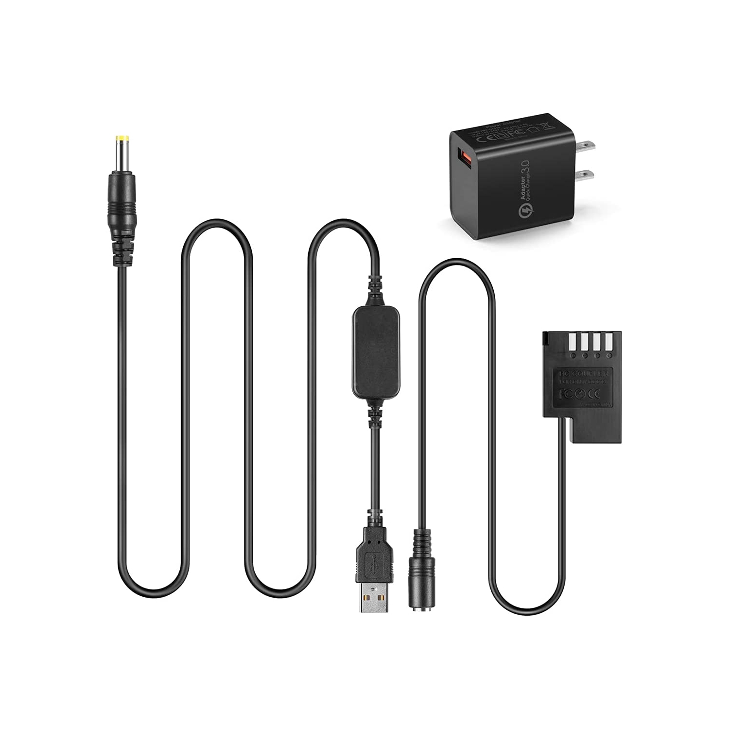 Câble USB chargeur d’alimentation + coupleur de batterie factice DMW-DCC12 pour Lumix DMC-GH3 DMC-GH4 DMC-GH5 DMC-GH5 GH3 GH5 GH5 de DMC-GH5