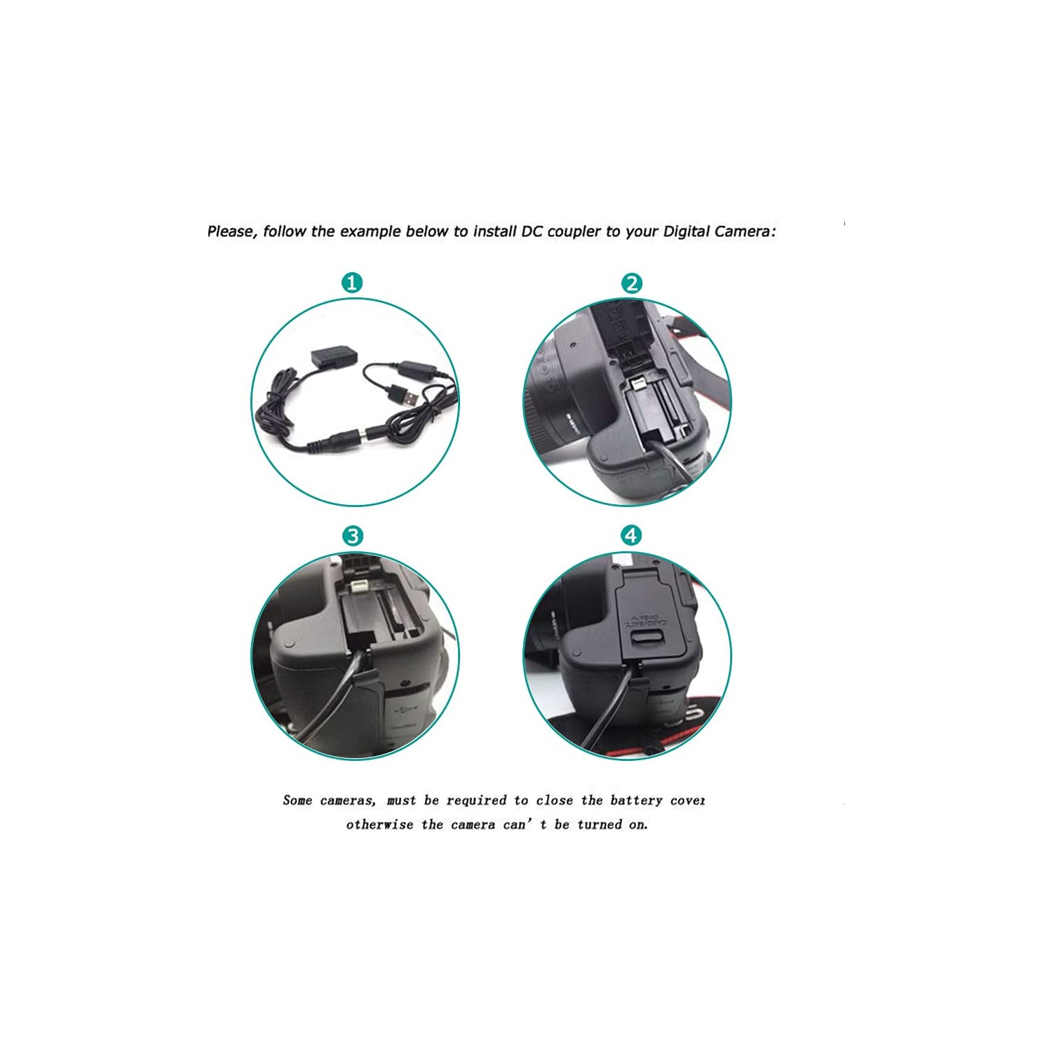 Câble USB chargeur d’alimentation + coupleur de batterie factice DMW-DCC12 pour Lumix DMC-GH3 DMC-GH4 DMC-GH5 DMC-GH5 GH3 GH5 GH5 de DMC-GH5