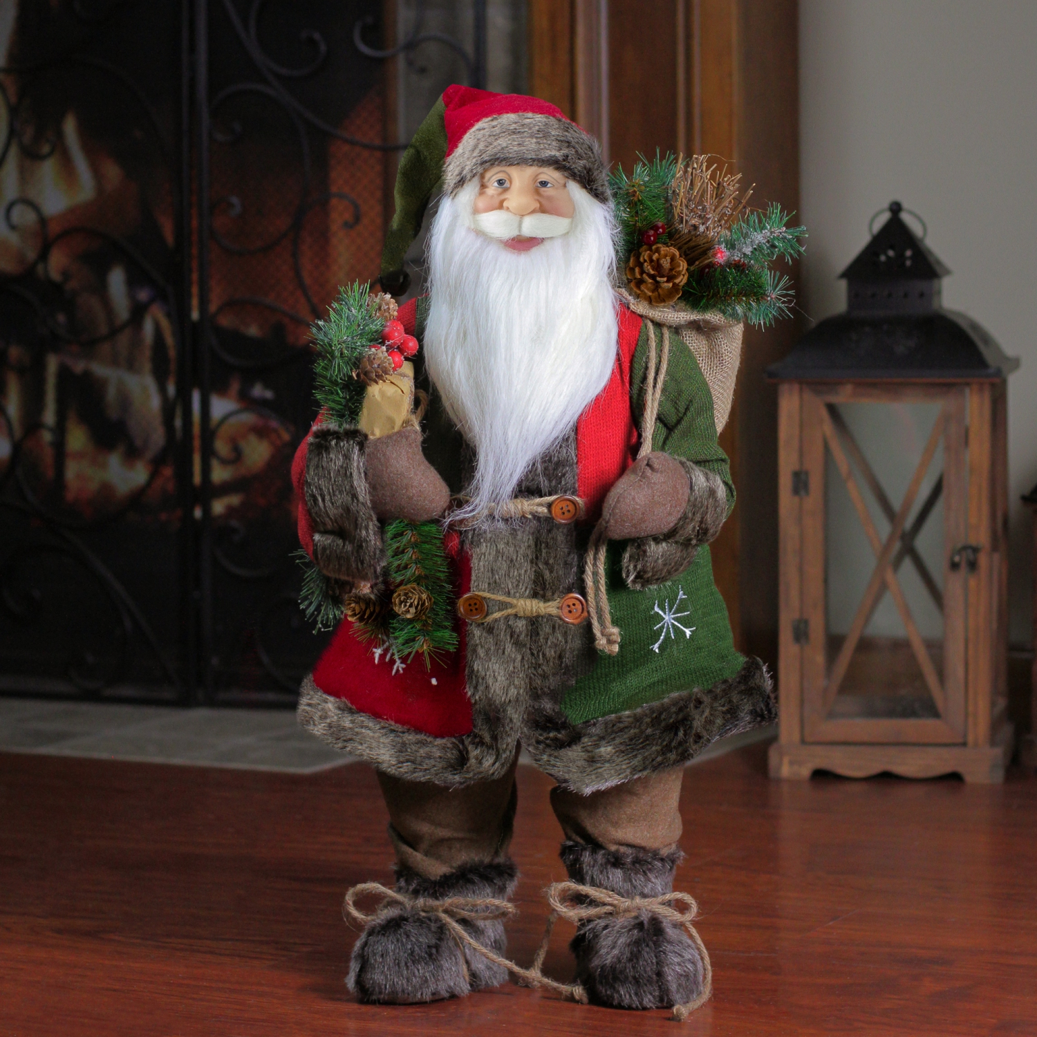 24" Country Rustic Santa Claus with Snowflake Jacket Christmas Figure