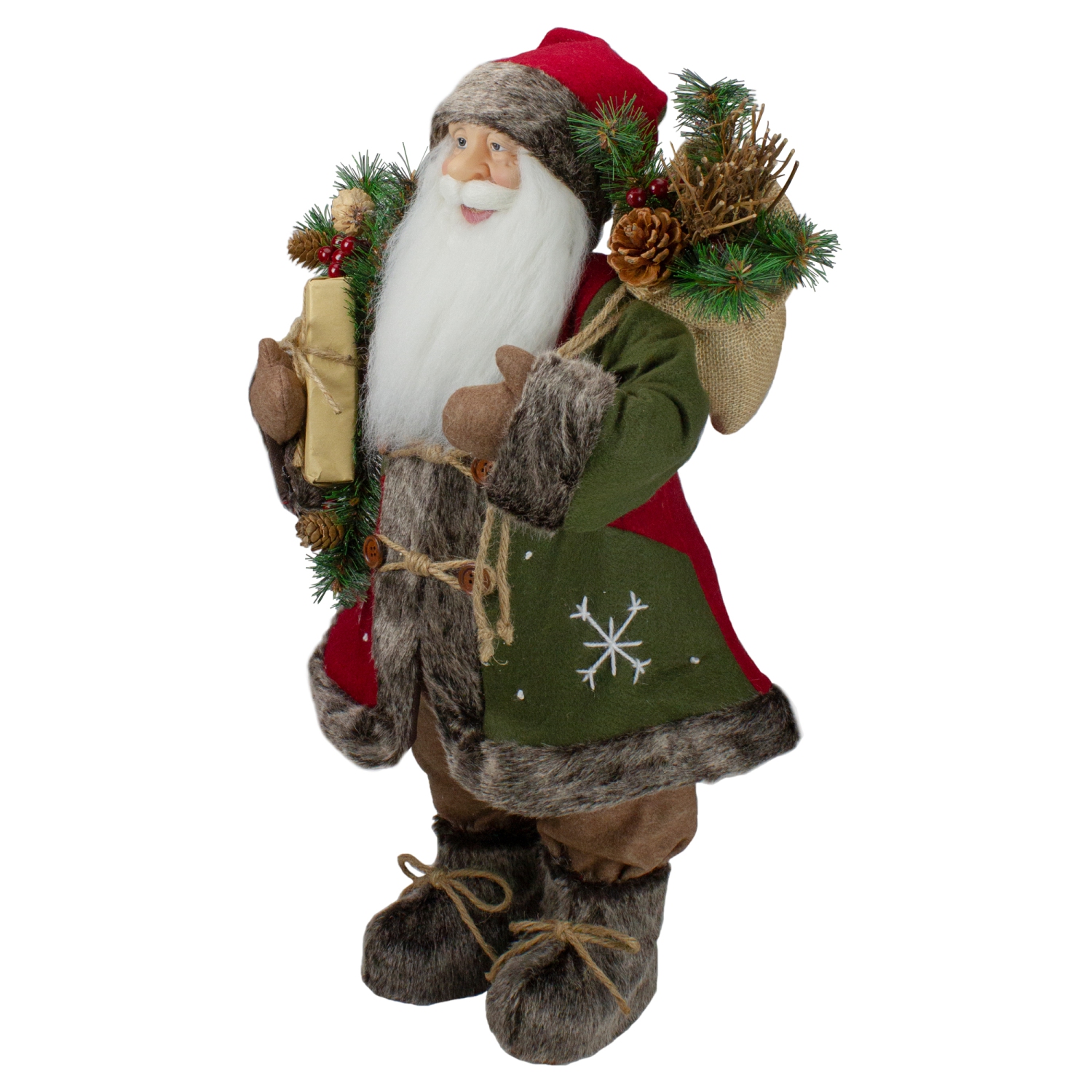 24" Country Rustic Santa Claus with Snowflake Jacket Christmas Figure