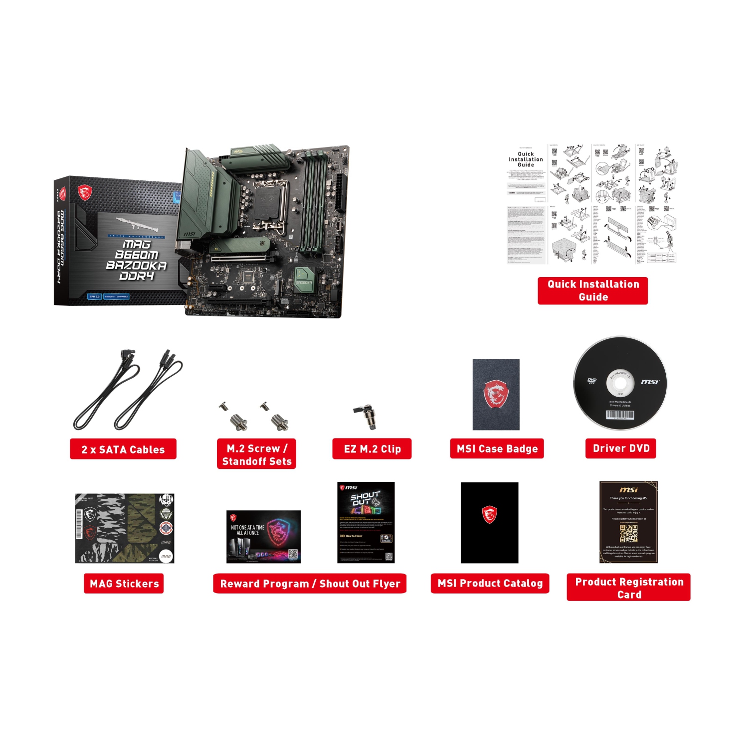 MSI MAG B660M Bazooka DDR4 Motherboard (mATX, 12th Gen Intel Core