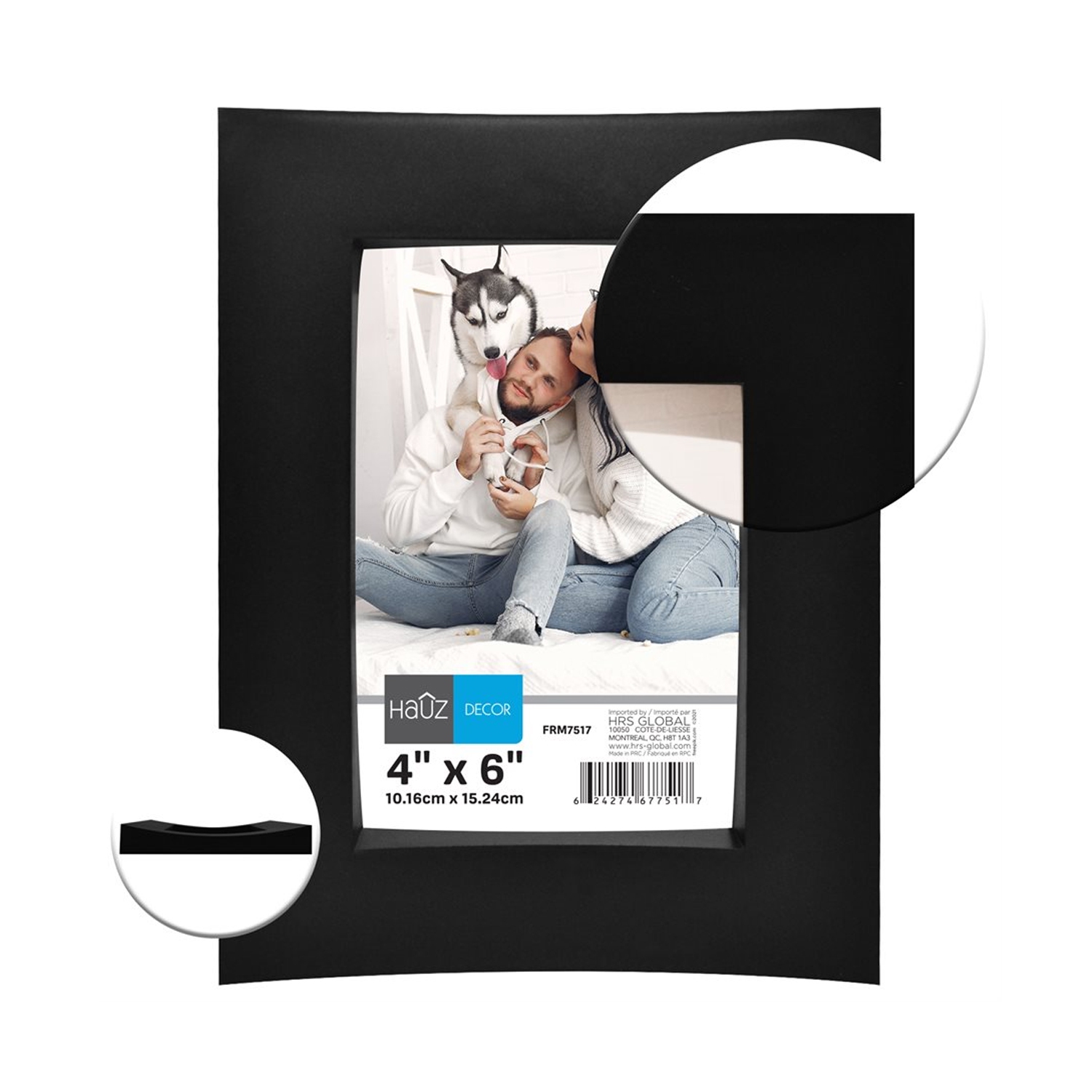 Hauz FRM7517 - 4x6 Black Curved Picture Frame