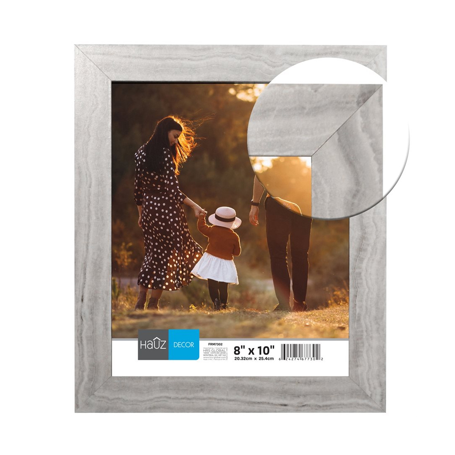 Hauz FRM7302 - 8x10 Cadre de Photo Blanc & Gris Marbré