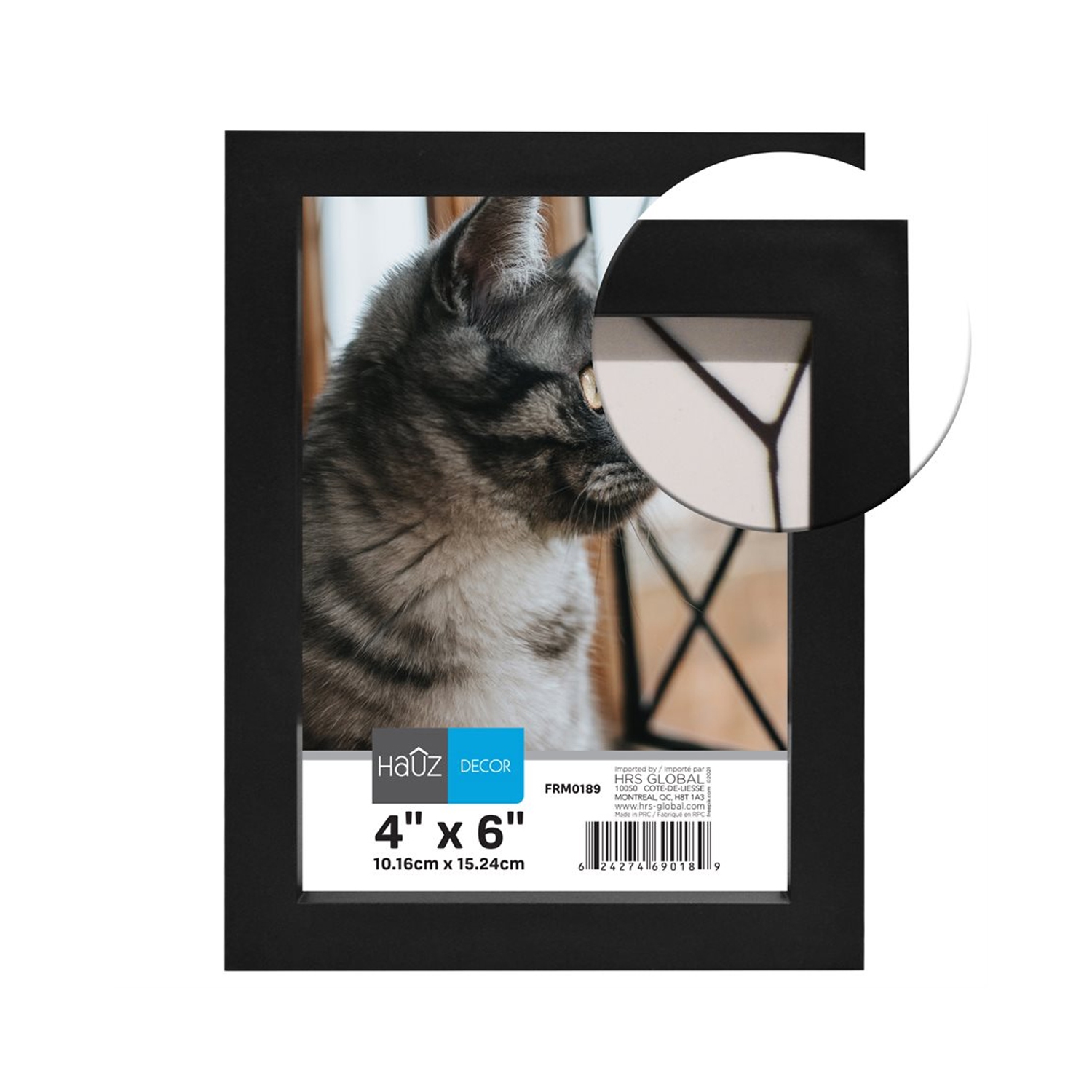 Hauz FRM0189 - 4x6 Cadre de Photo Noir