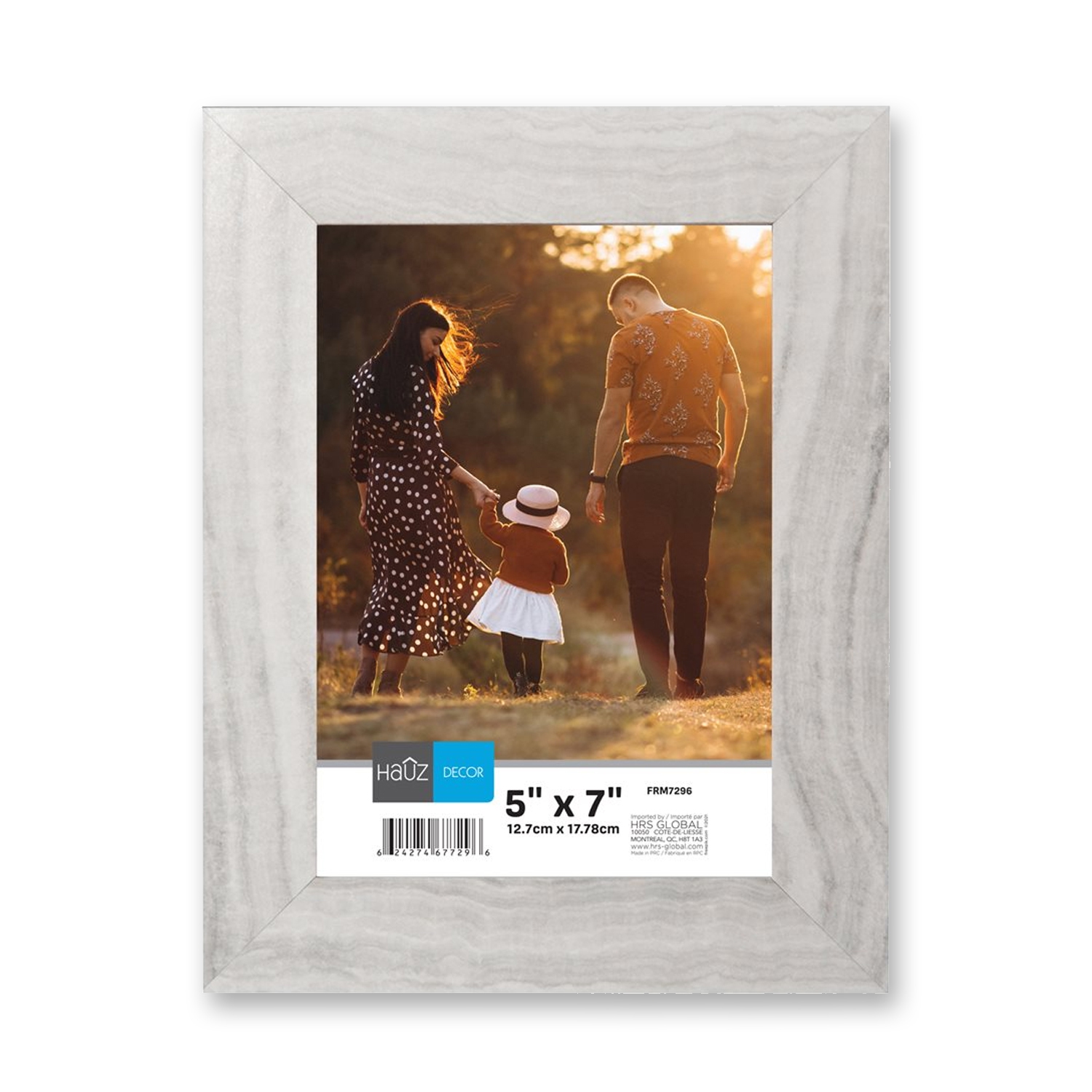 Hauz FRM7296 - 5x7 Cadre de Photo Blanc & Gris Marbré