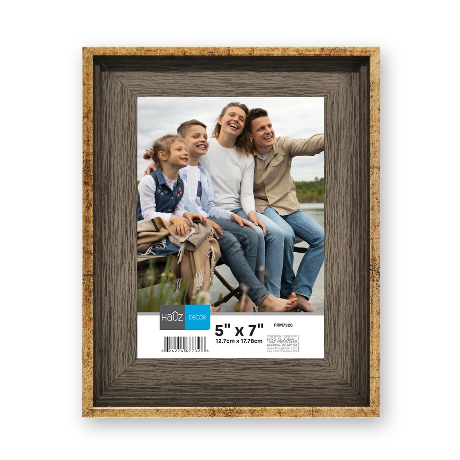 Hauz FRM7326 - 5x7 Picture Frame Dark Oak & Aged Metal