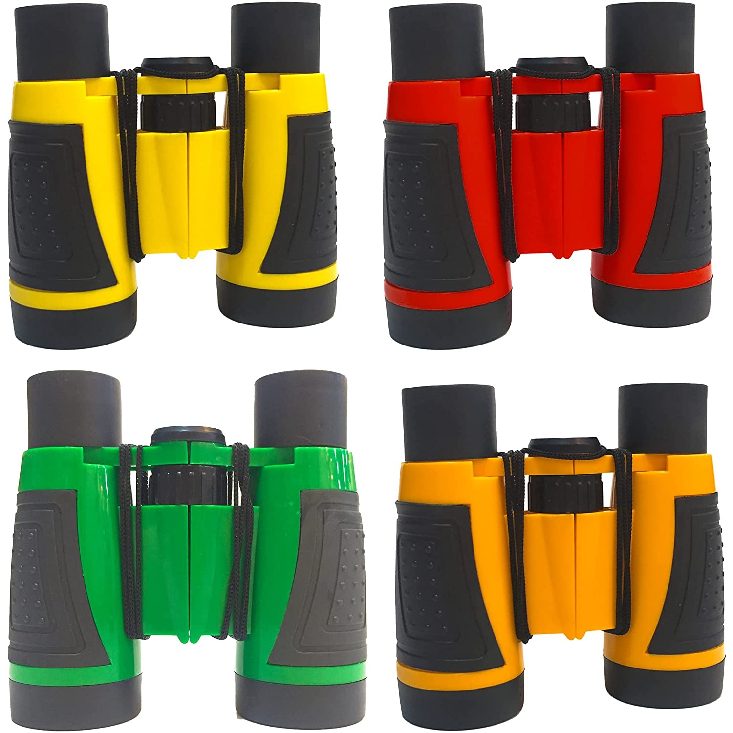 4 Pieces Kids Binoculars Set Compact Binoculars for Kids Adults Mini Pocket Lightweight Binocular for Bird Watching Outdoor Hiking Travel