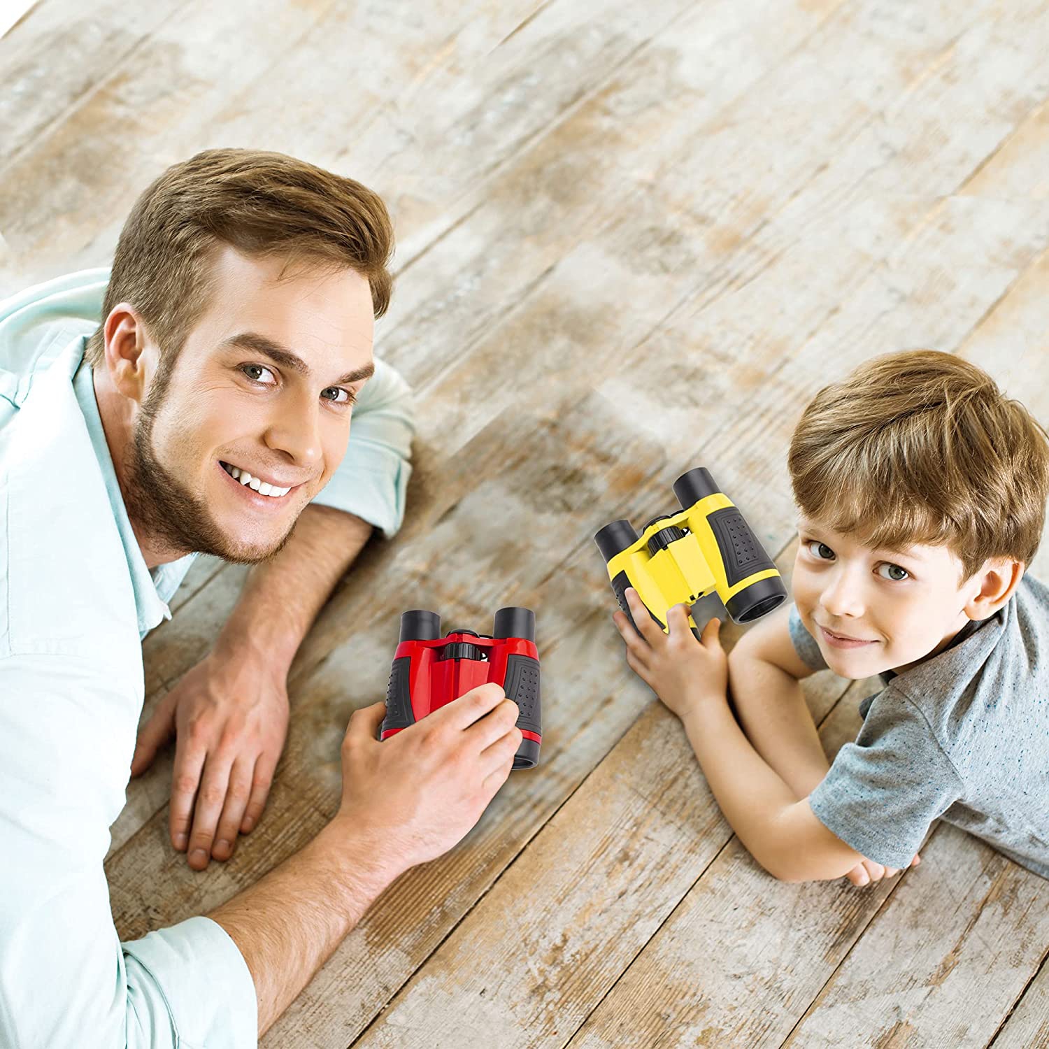 4 Pieces Kids Binoculars Set Compact Binoculars for Kids Adults Mini Pocket Lightweight Binocular for Bird Watching Outdoor Hiking Travel