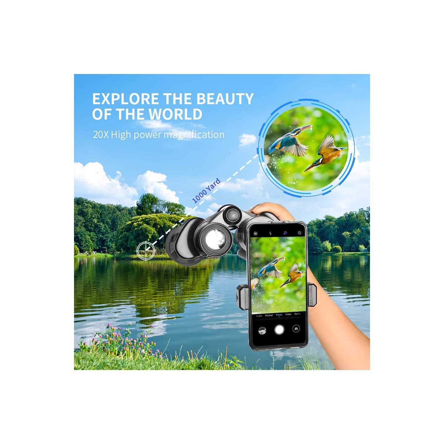 Binoculars for Adults 20X50 ,Compact Powerful HD Binoculars Telescope for Bird Watching, Stargazing, Traveling,Hiking,Camping and Hunting,With