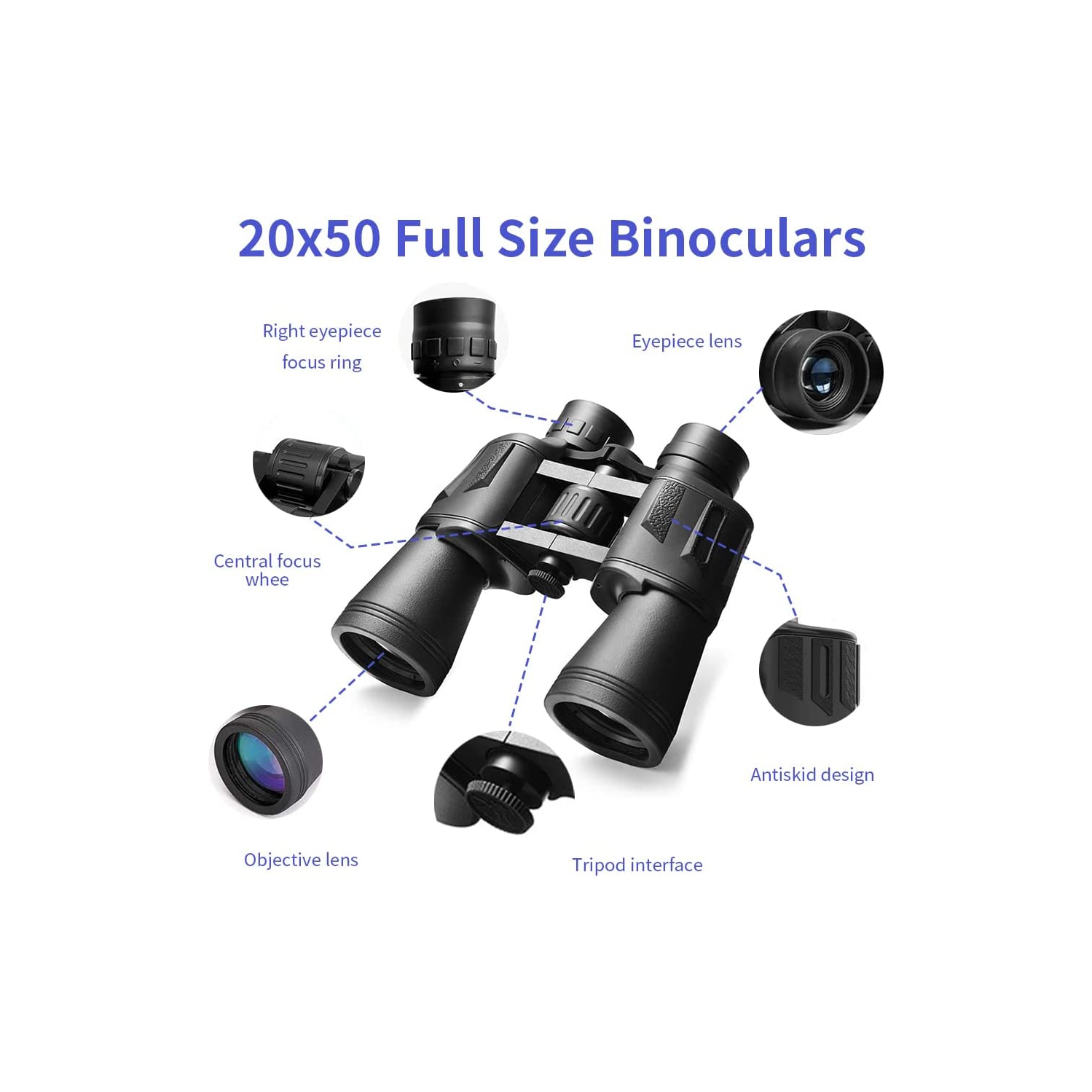Binoculars for Adults 20X50 ,Compact Powerful HD Binoculars Telescope for Bird Watching, Stargazing, Traveling,Hiking,Camping and Hunting,With