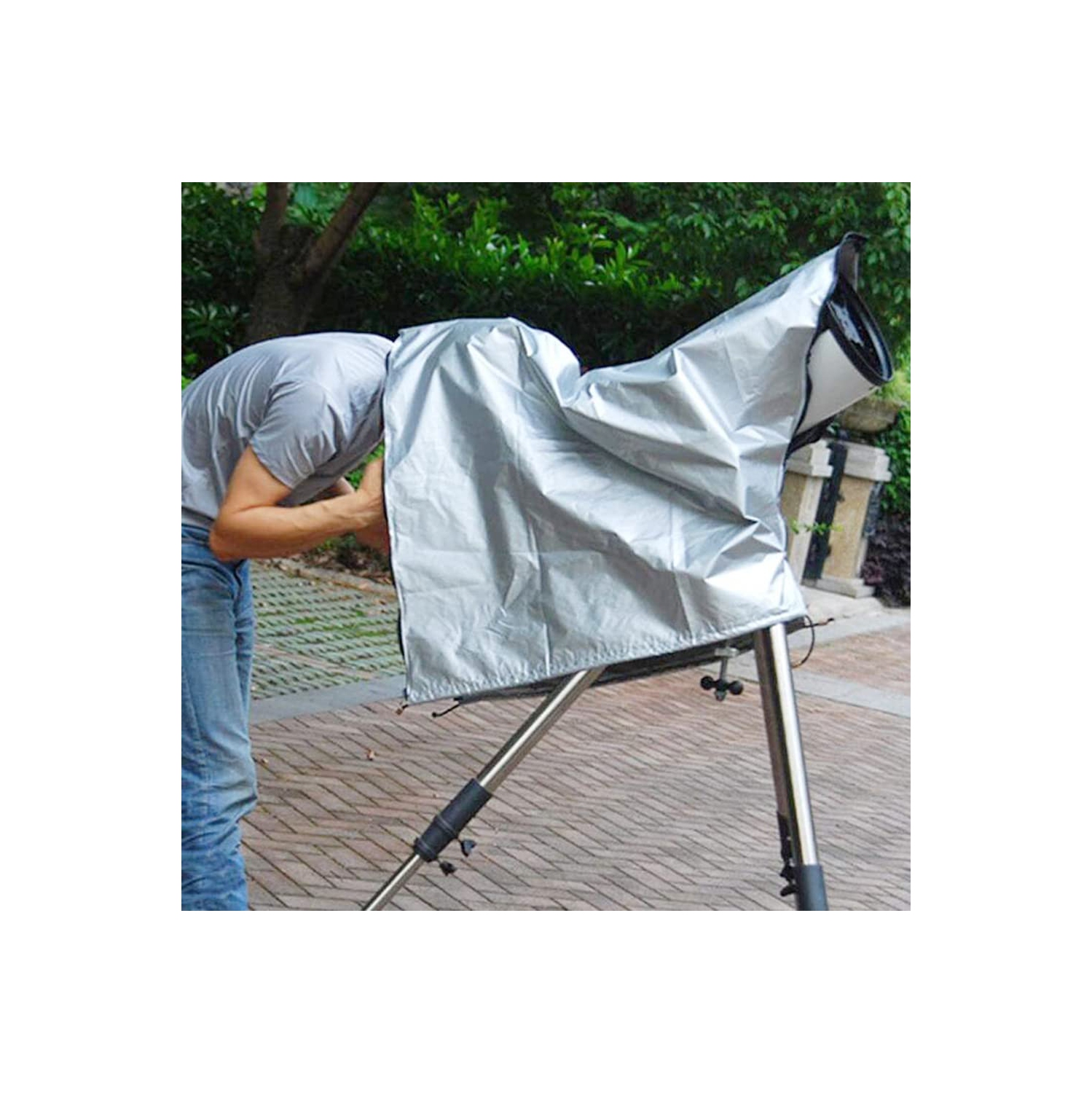 Telescope Cover Outdoor Sun Protective Dust-Proof Astronomical Telescope Cover with Adjustable Drawstring - Silver x 33.5(851mm) inch)