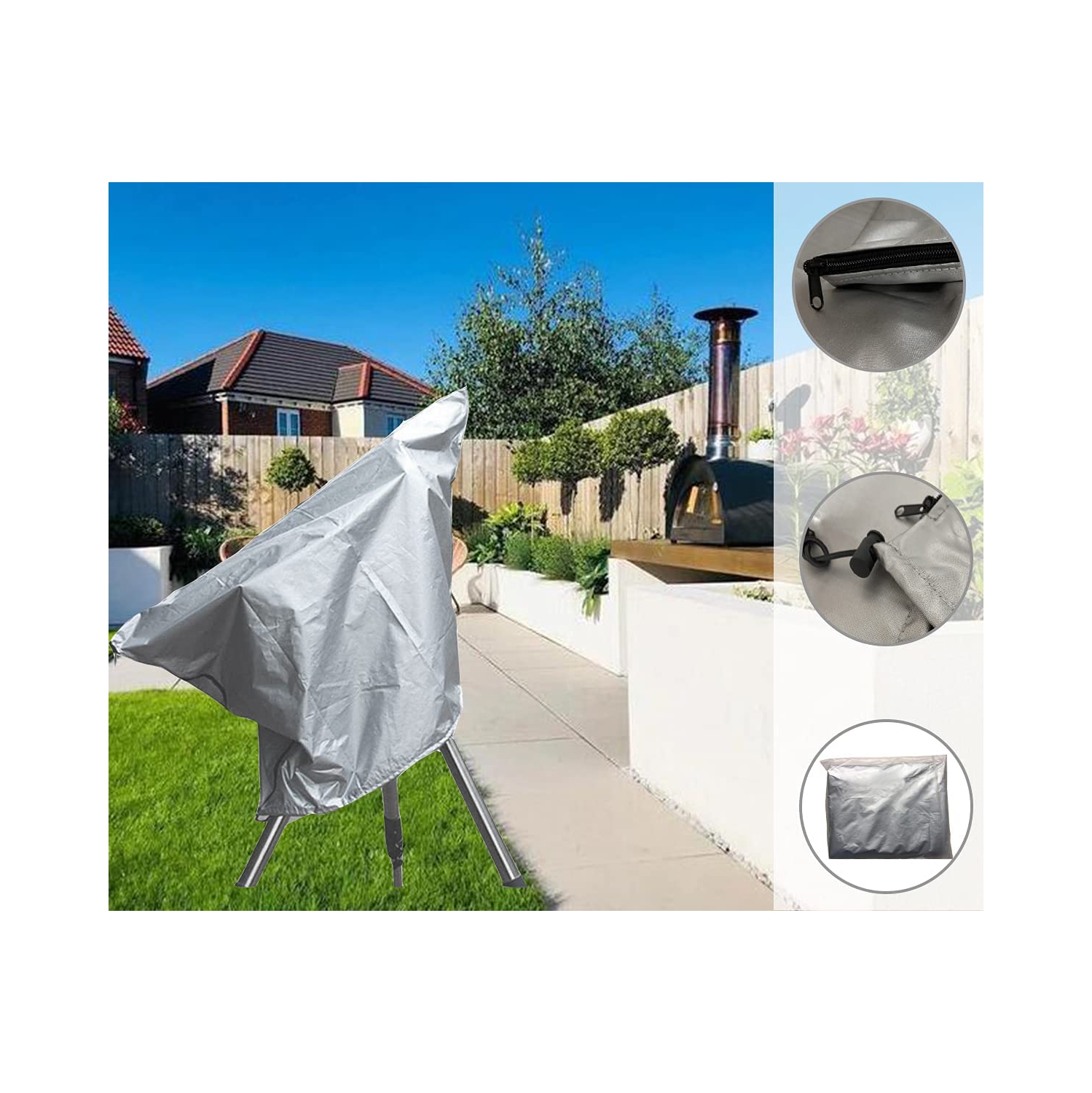 Telescope Cover Outdoor Sun Protective Dust-Proof Astronomical Telescope Cover with Adjustable Drawstring - Silver x 33.5(851mm) inch)