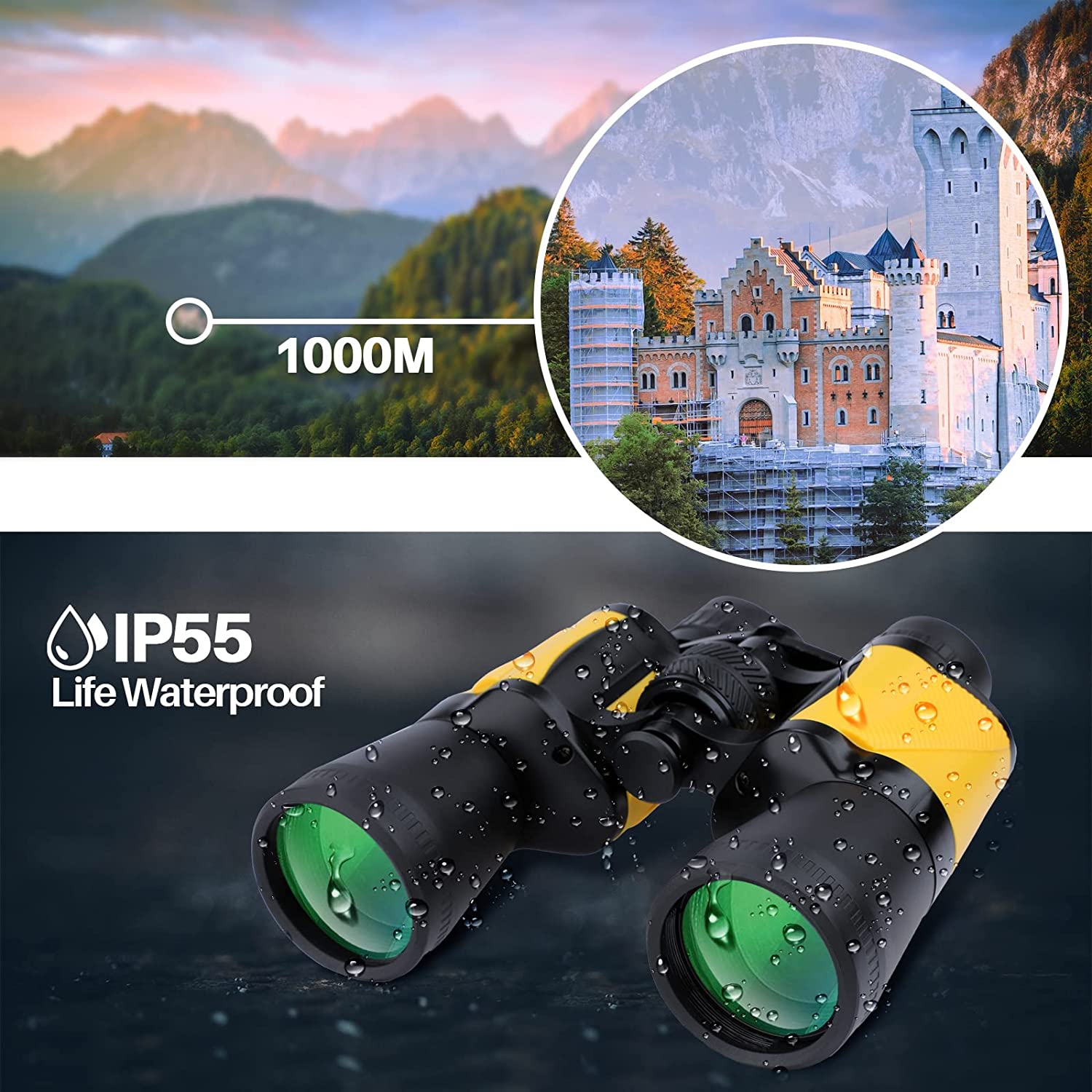 20X50 Binoculars for Adults Kids, with Clear Low Light Vision, Powerful Binoculars for Bird Watching Hunting Stargazing