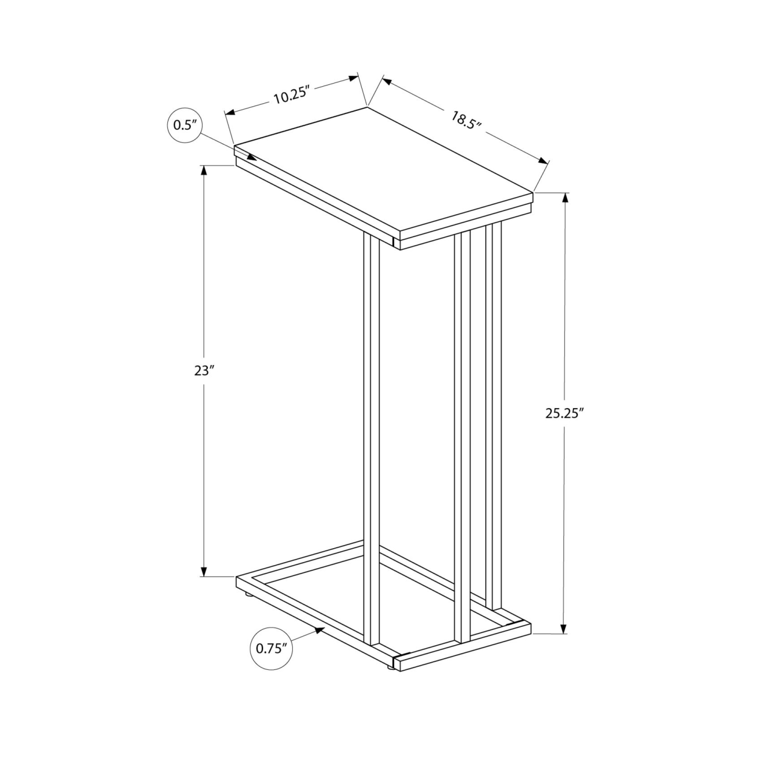 ACCENT TABLE - 25"H /WHITE / WHITE METAL