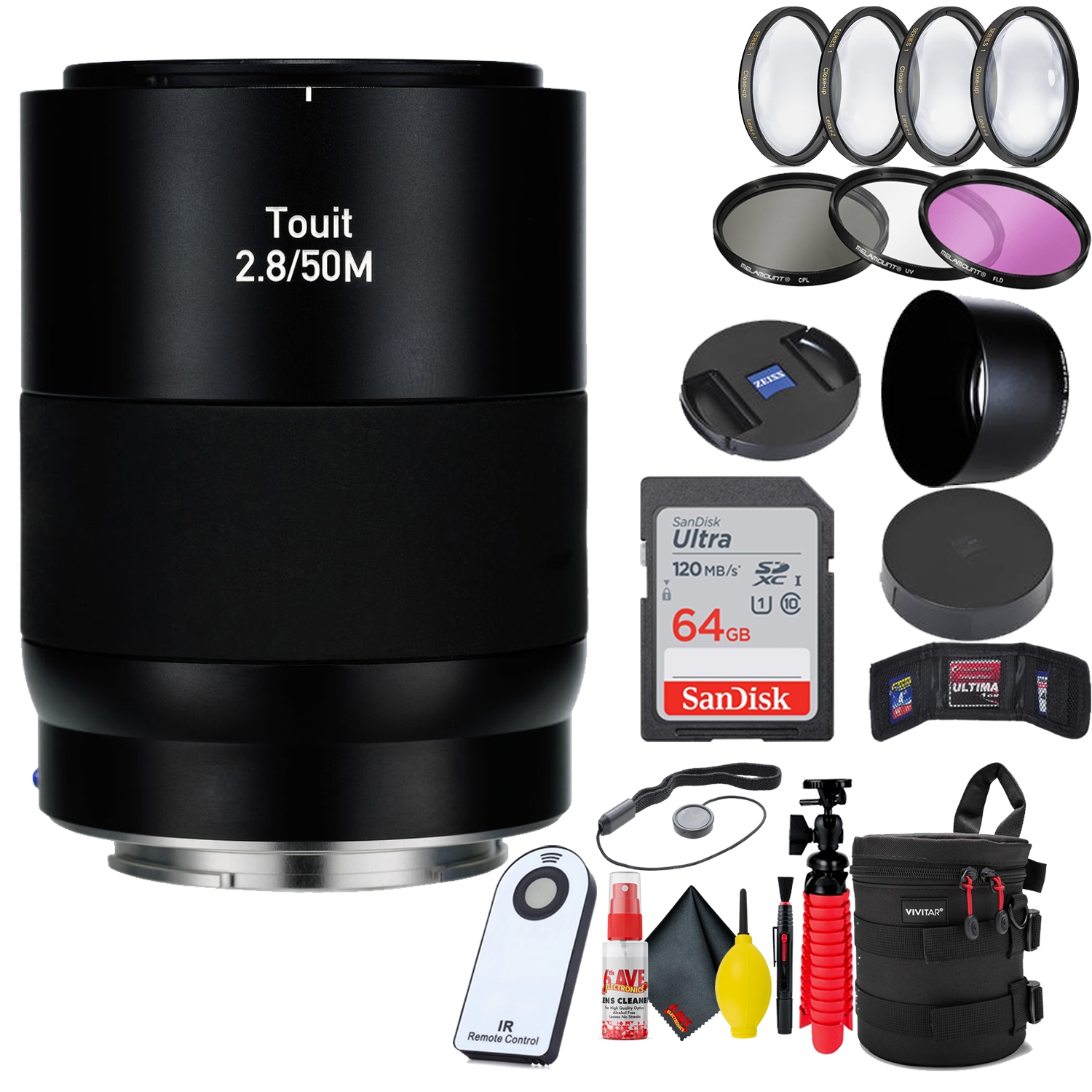 Zeiss Touit 50mm f/2.8M Lens (Sony E-Mount) + 64GB SD Card Bundle