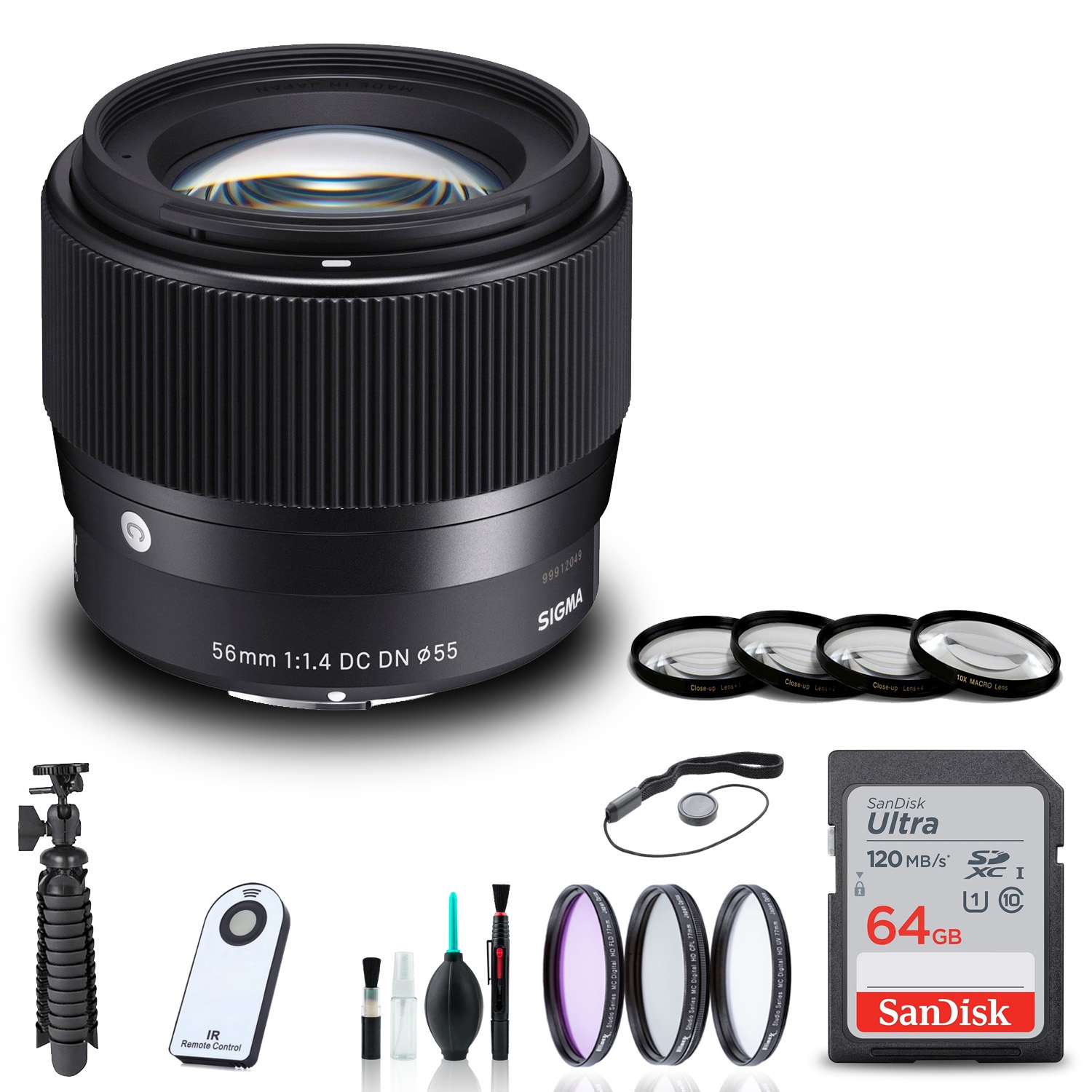 Sigma 56mm f/1.4 DC DN Contemporary Lens for Canon EF-M + 64GB SD Card Bundle