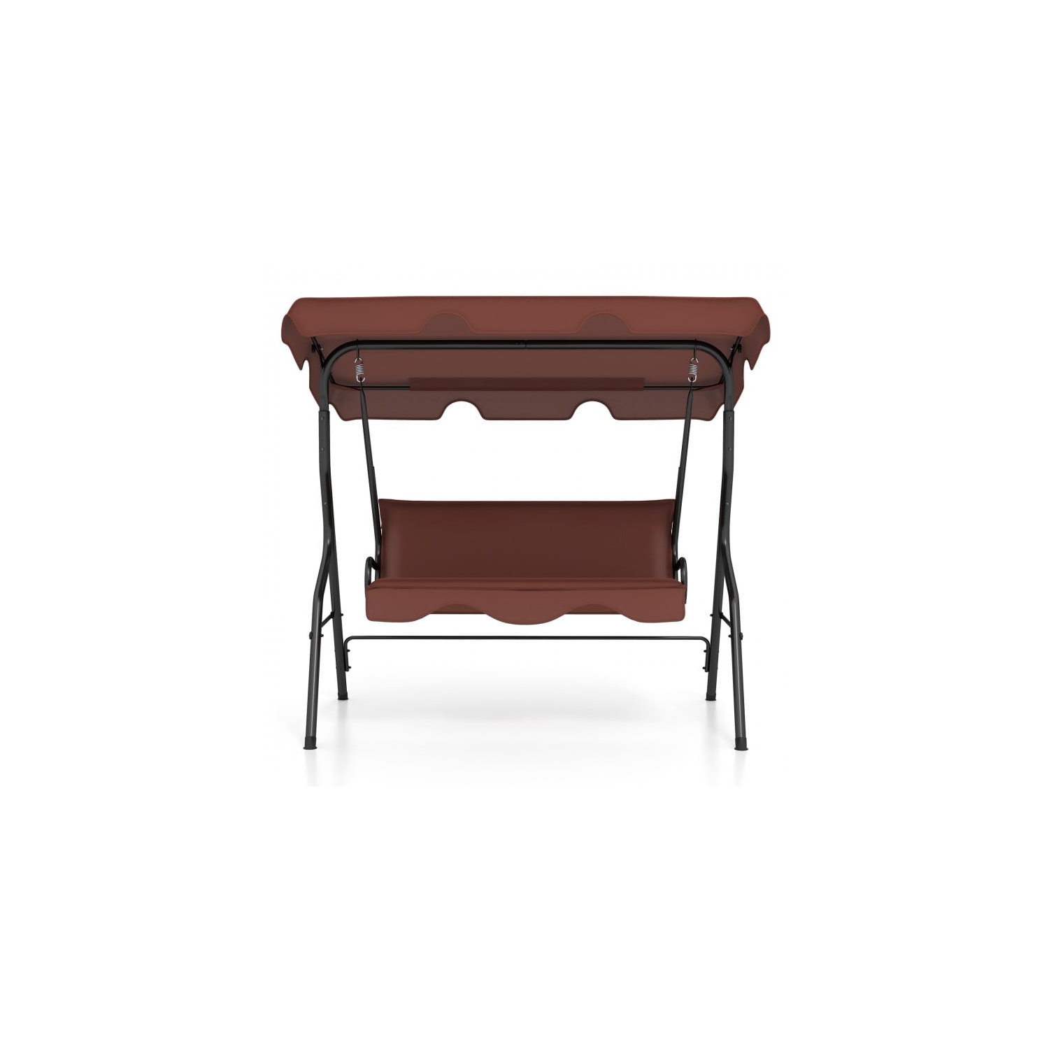 3 Seat Outdoor Patio Canopy Swing with Cushioned Steel Frame