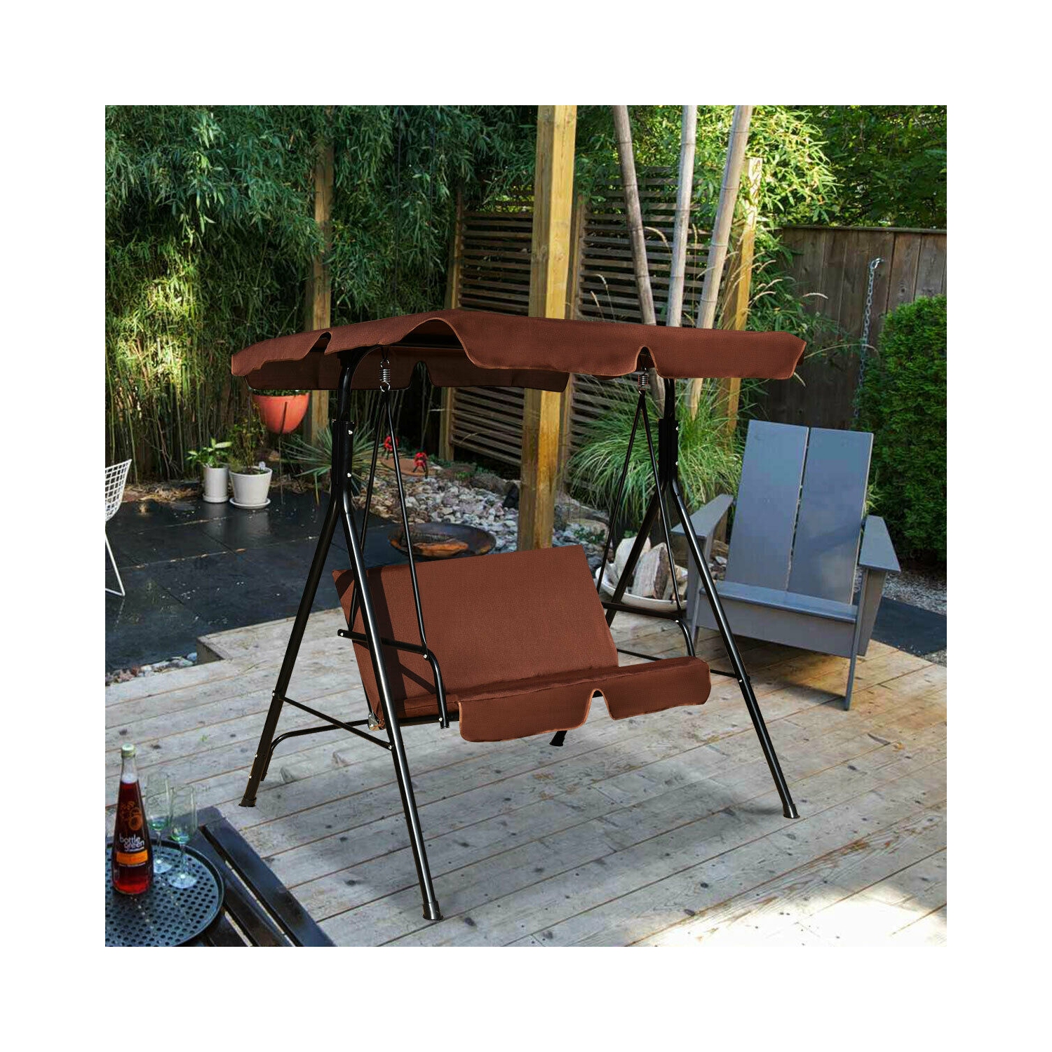 Balançoire à auvent 2 places résistante aux intempéries pour pelouse de jardin