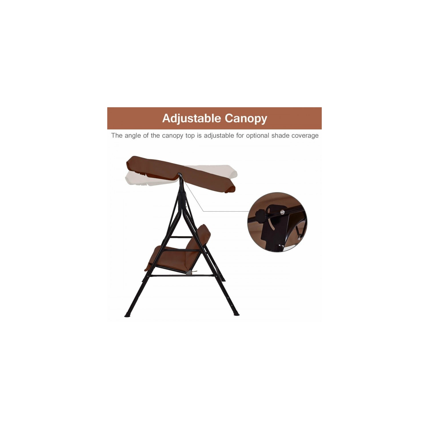 Balançoire à auvent 2 places résistante aux intempéries pour pelouse de jardin