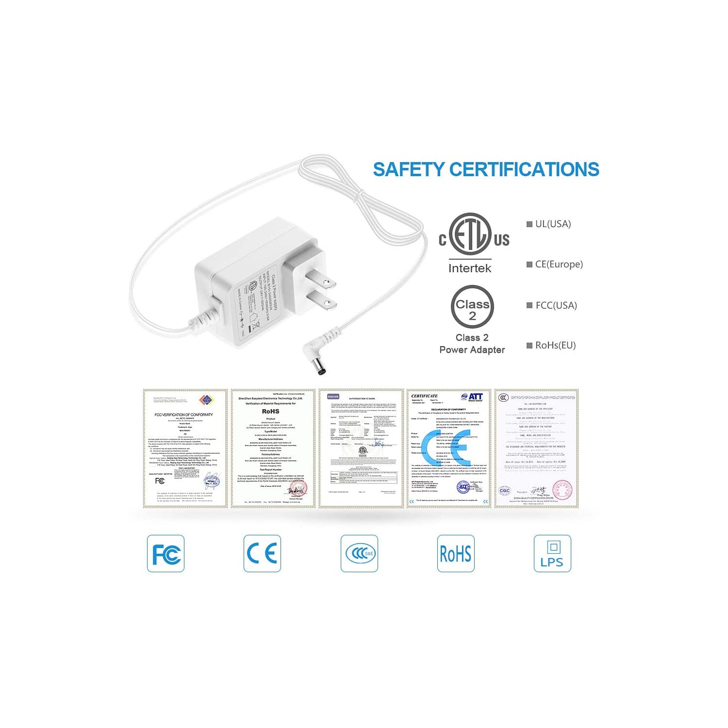 Dolaer 24V 0.5A 500mA Power Supply Adapter for Essential Oil Diffuser Aromatherapy Humidifier ETL Listed Class 2 Power Adapter 100V~240V AC to DC 24