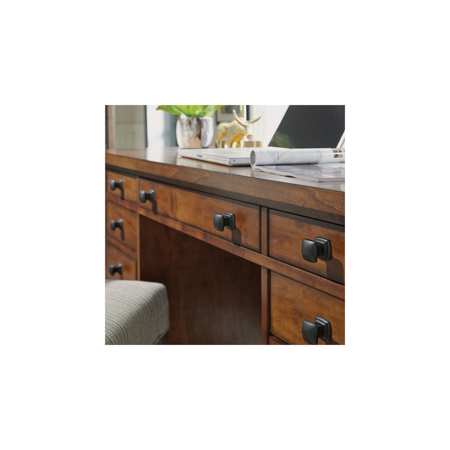 Homestyles Tahoe Wood Pedestal Desk in Brown
